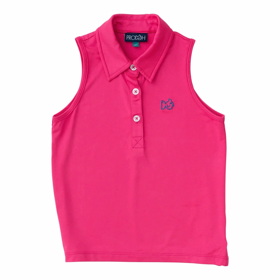 Family gathering clothes for kids Sleeveless Pro Performance Polo - Cheeky Pink