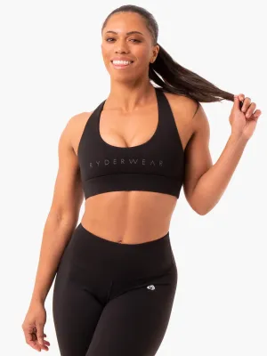 Easy Fastening Staples Cross Over Sports Bra - Black