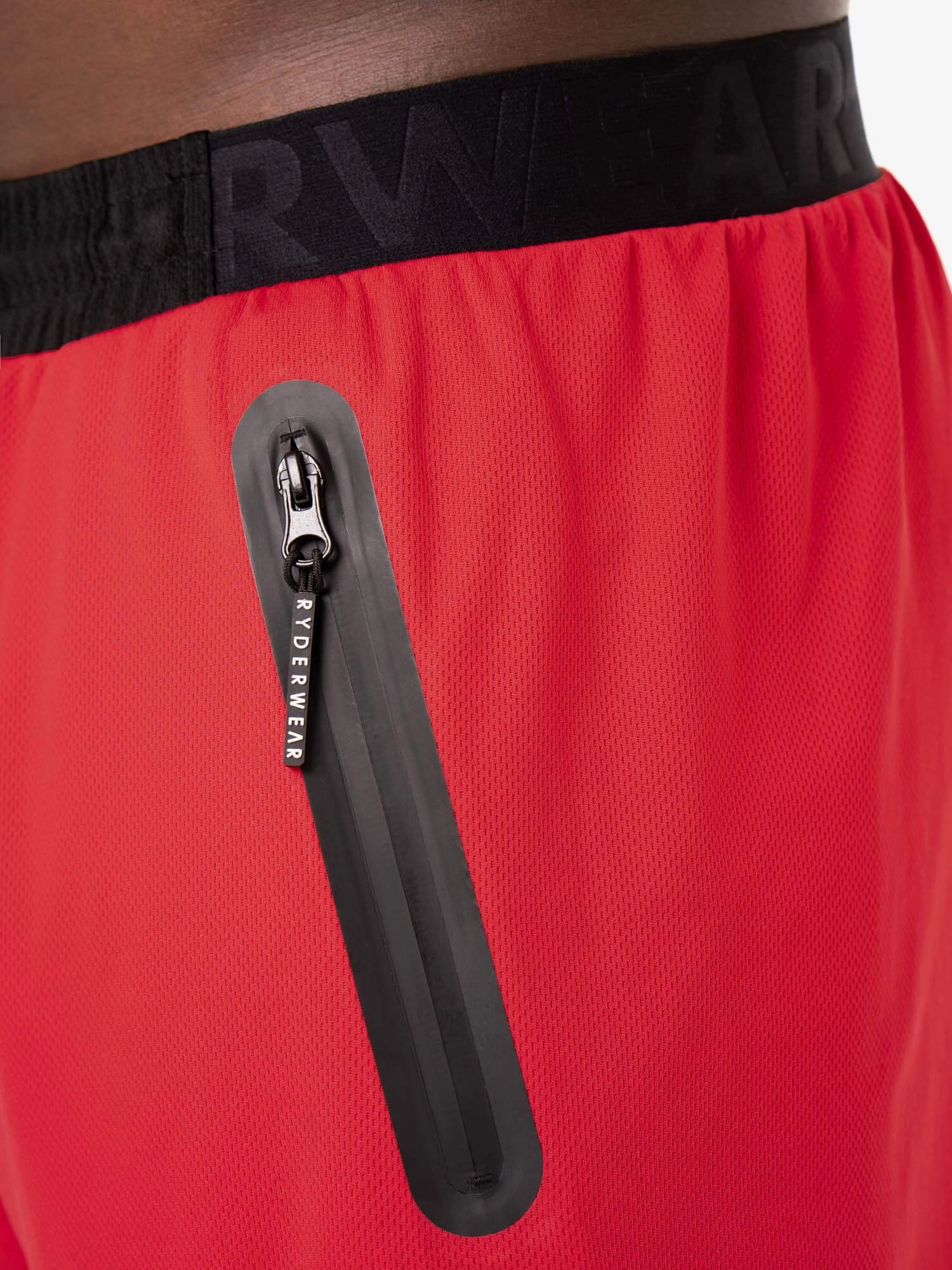 Action Mesh Short - Red Reinforced Stress Points skiing outfit