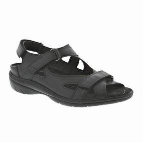 Drew Lagoon Backstrap Sandal (Women) - Black Leather Sturdy