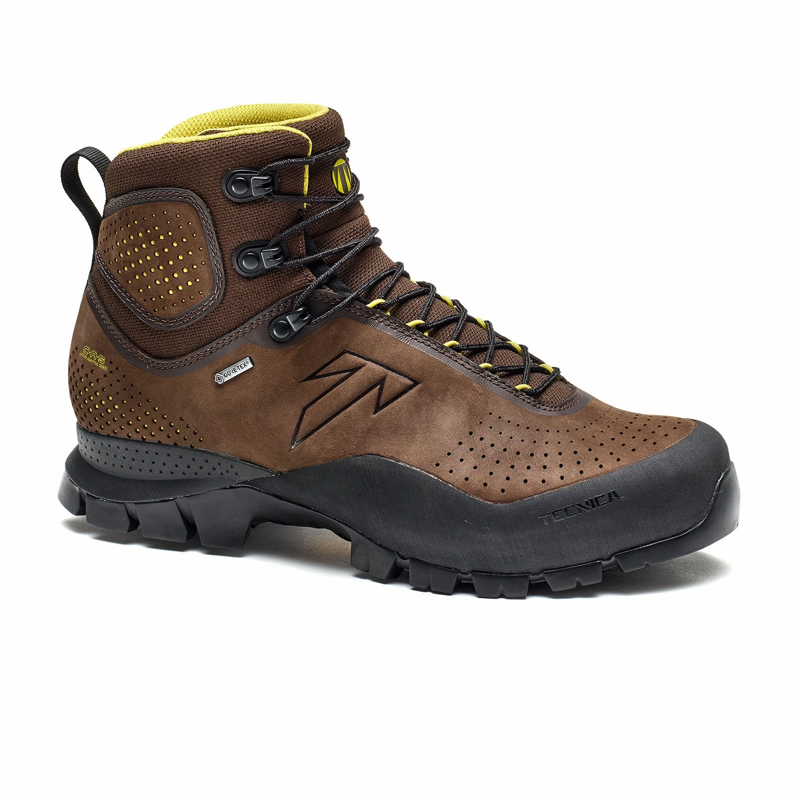 Tecnica Forge GTX Mid Hiking Boot (Men) - Coffee/Green Way Safe Morning Glow