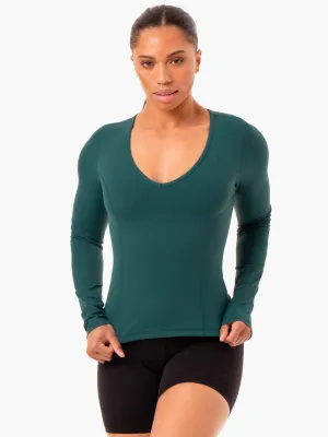 NKD Align Long Sleeve Training Top - Teal Glow In The Dark Accent Trim