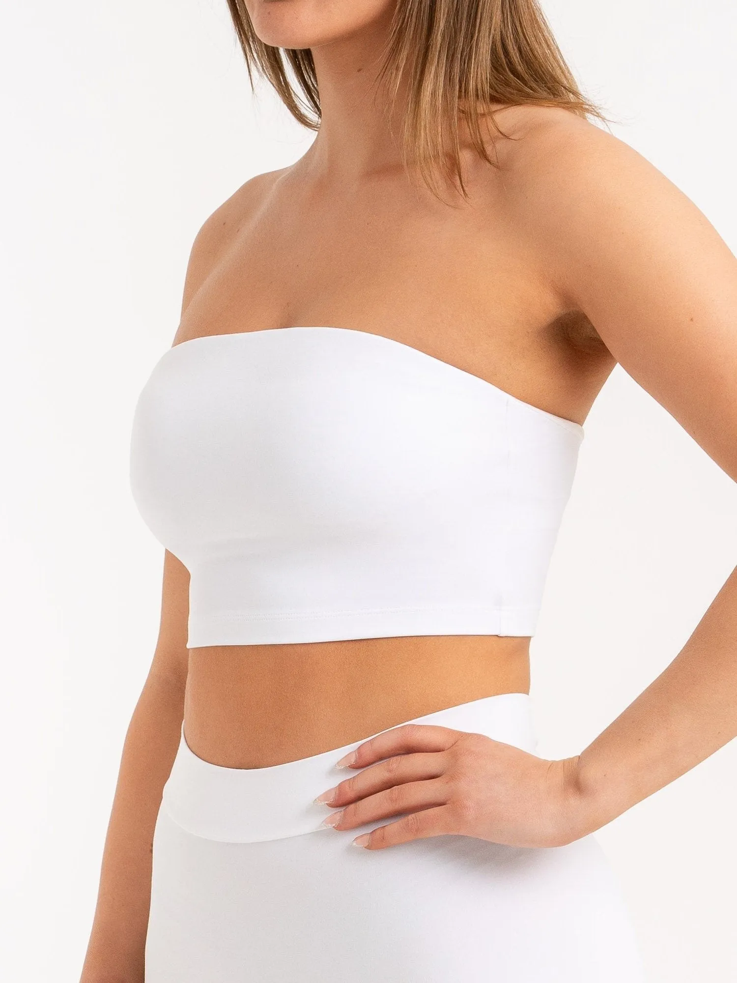 NKD Strapless Tank Bra - White Supportive frame performance enhancement
