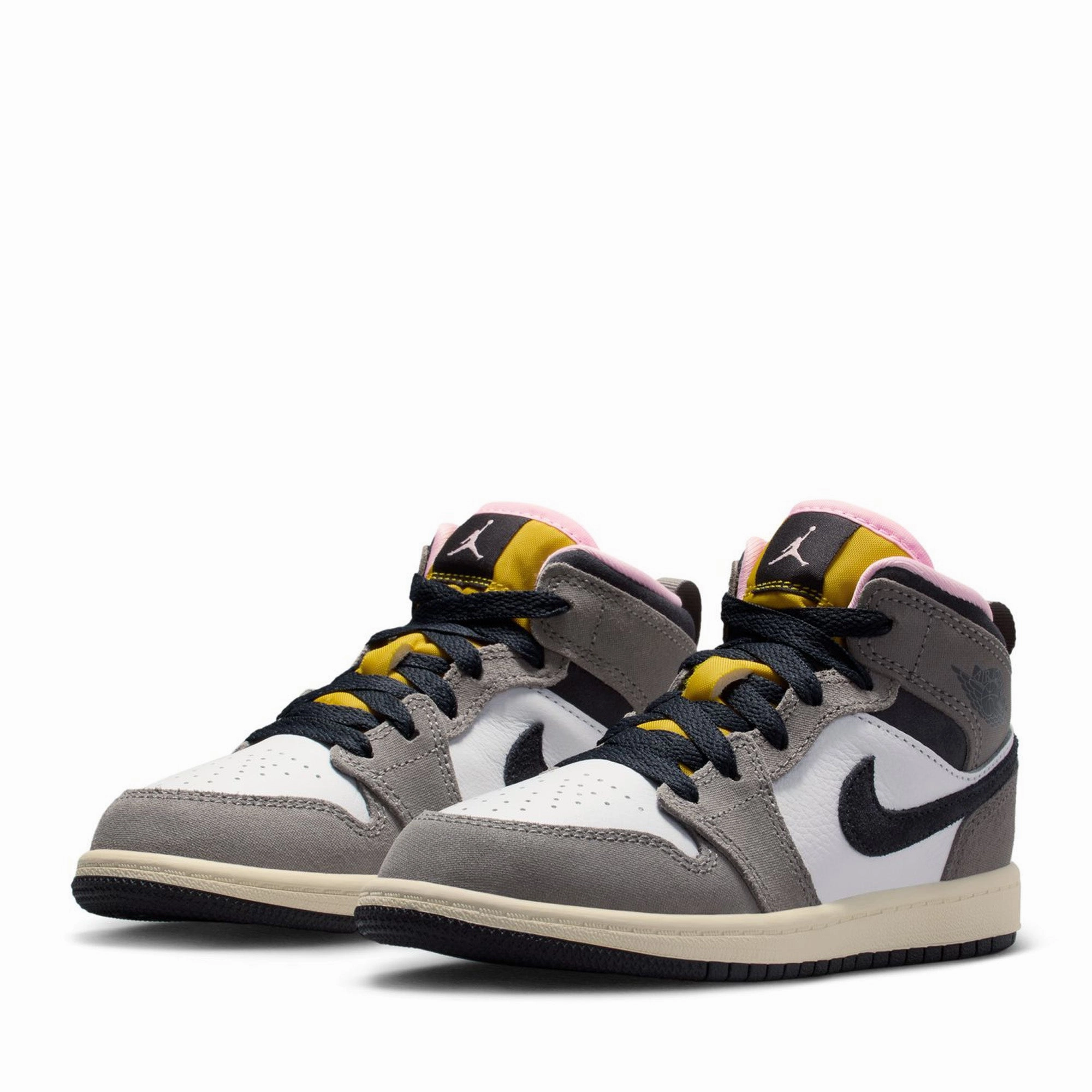 Jordan 1 Mid SE (PS) - White/Oil Grey Clear Step quick dry