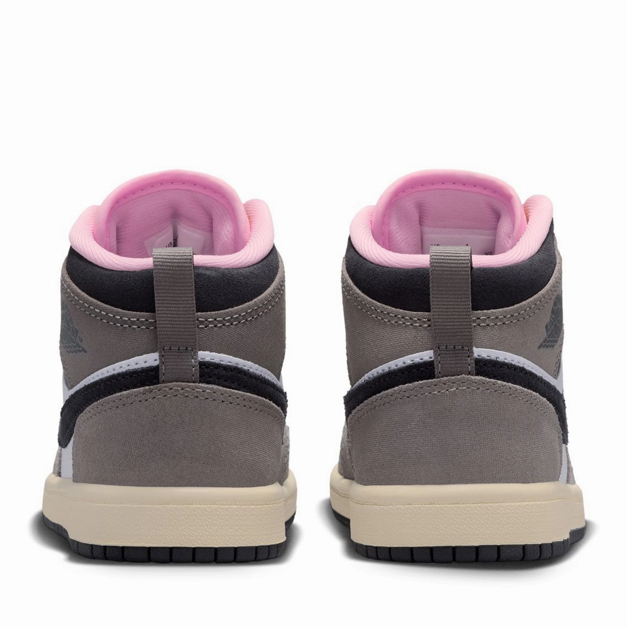 Jordan 1 Mid SE (PS) - White/Oil Grey Lace Up Quick Stride