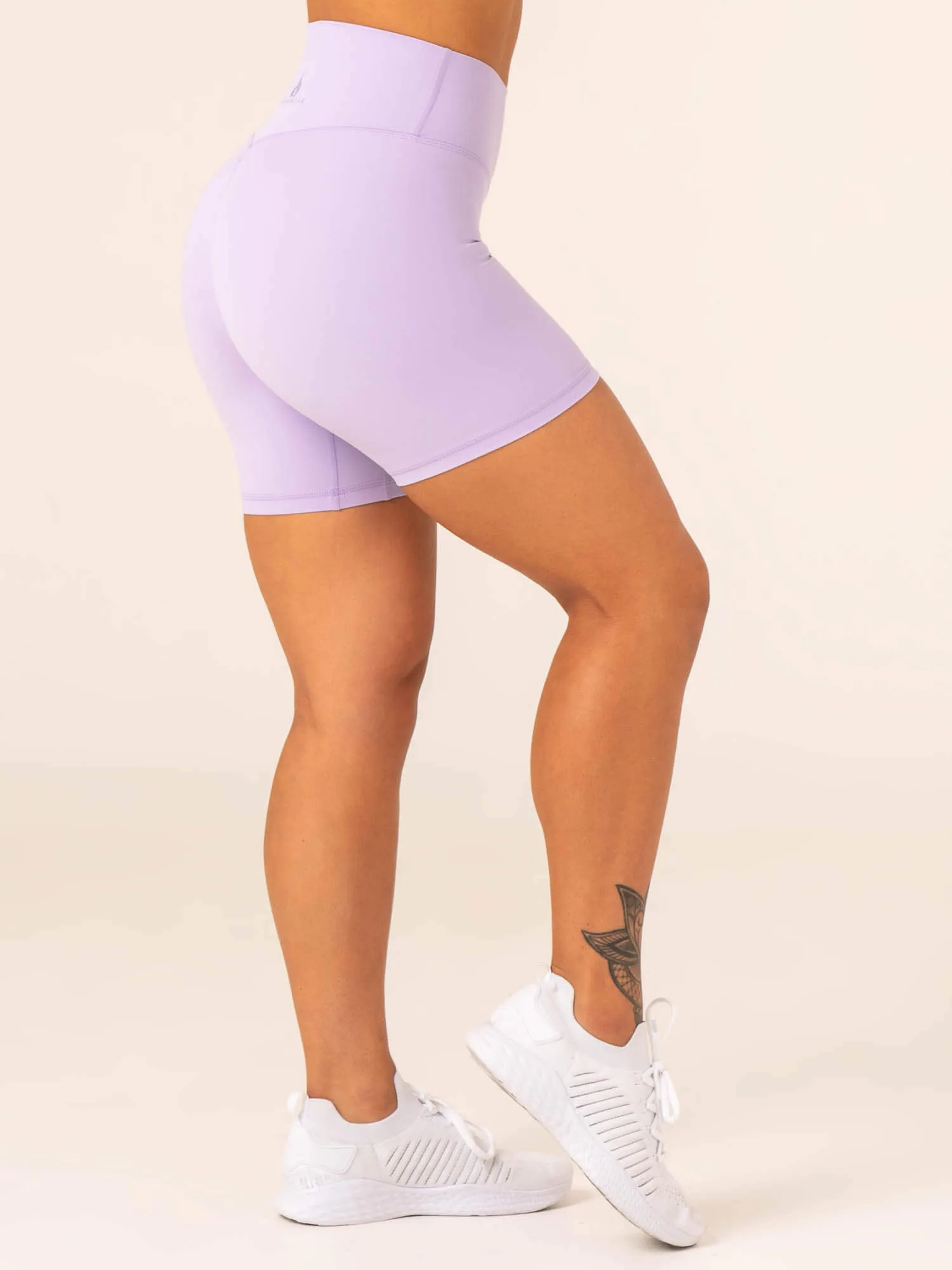 GussetDesign NKD High Waisted Scrunch Shorts - Lavender