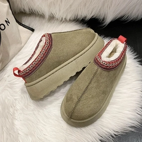 Snow Boots for Women 2023 Winter New Cashmere Warm Thick Soles Without Heel-covered Hair Half Slipper Cotton Shoes for Women Rare