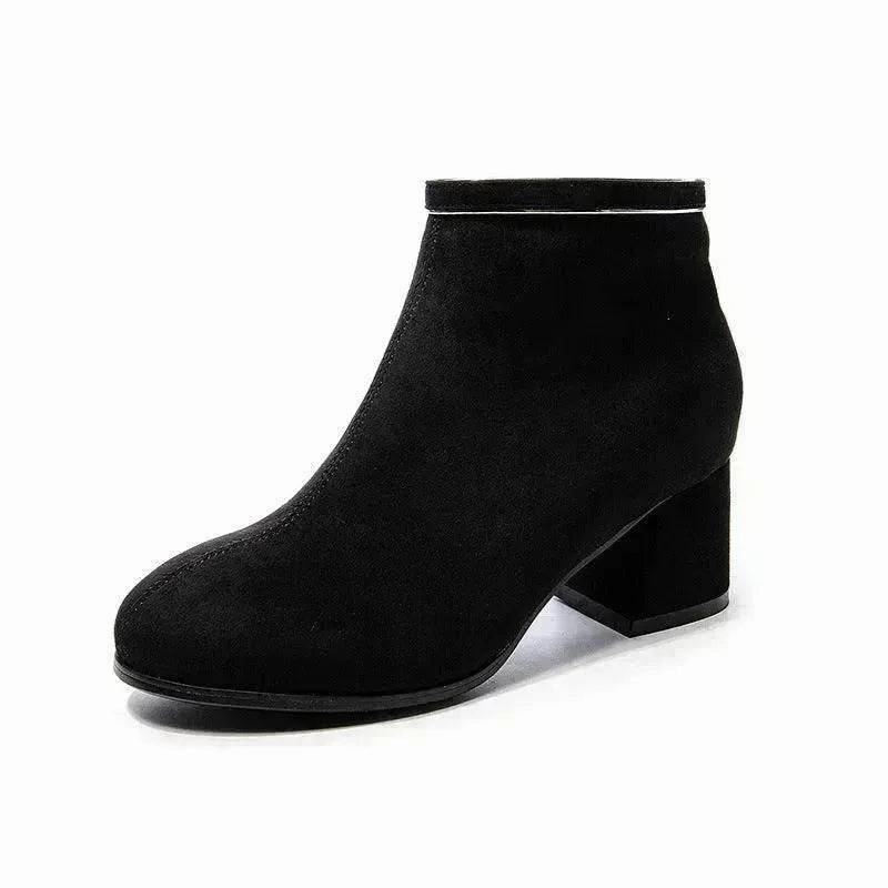 Black Martin Boots Shoes Women Thick Heels Arctic Winter Boots