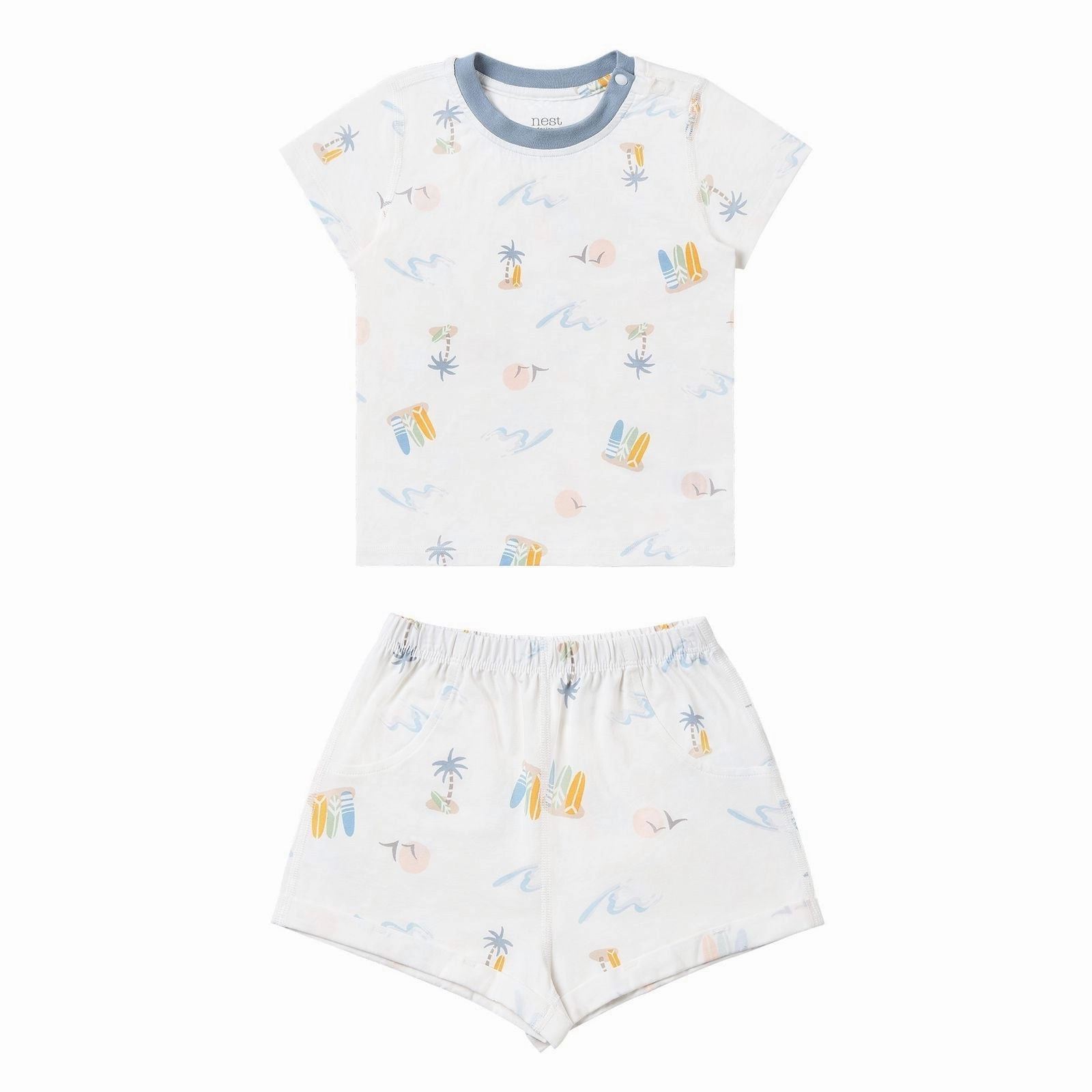 Laced Mermaid dresses for kids Nest Designs Kids/Baby Short Sleeve Two-Piece PJ Set (Bamboo Jersey) - Pastel Waves