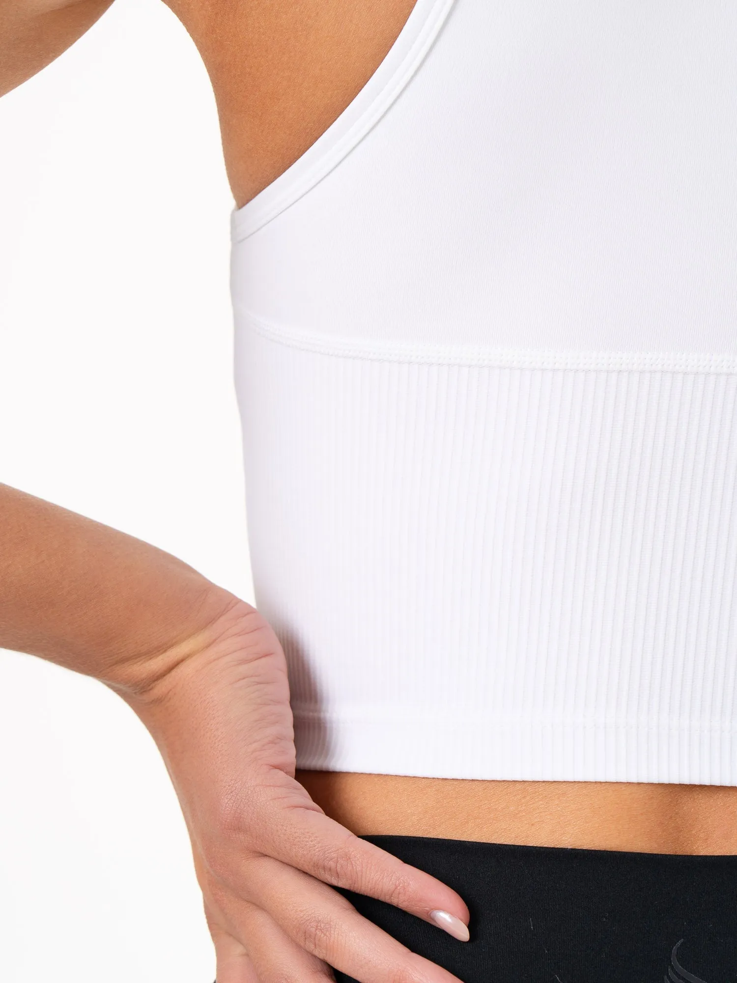 NKD 1/2 Zip Tank - White Urban Style Performance Wear Fit