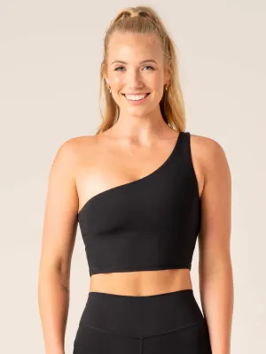 Sports Apparel Crease-resistant NKD One Shoulder Tank Bra - Black