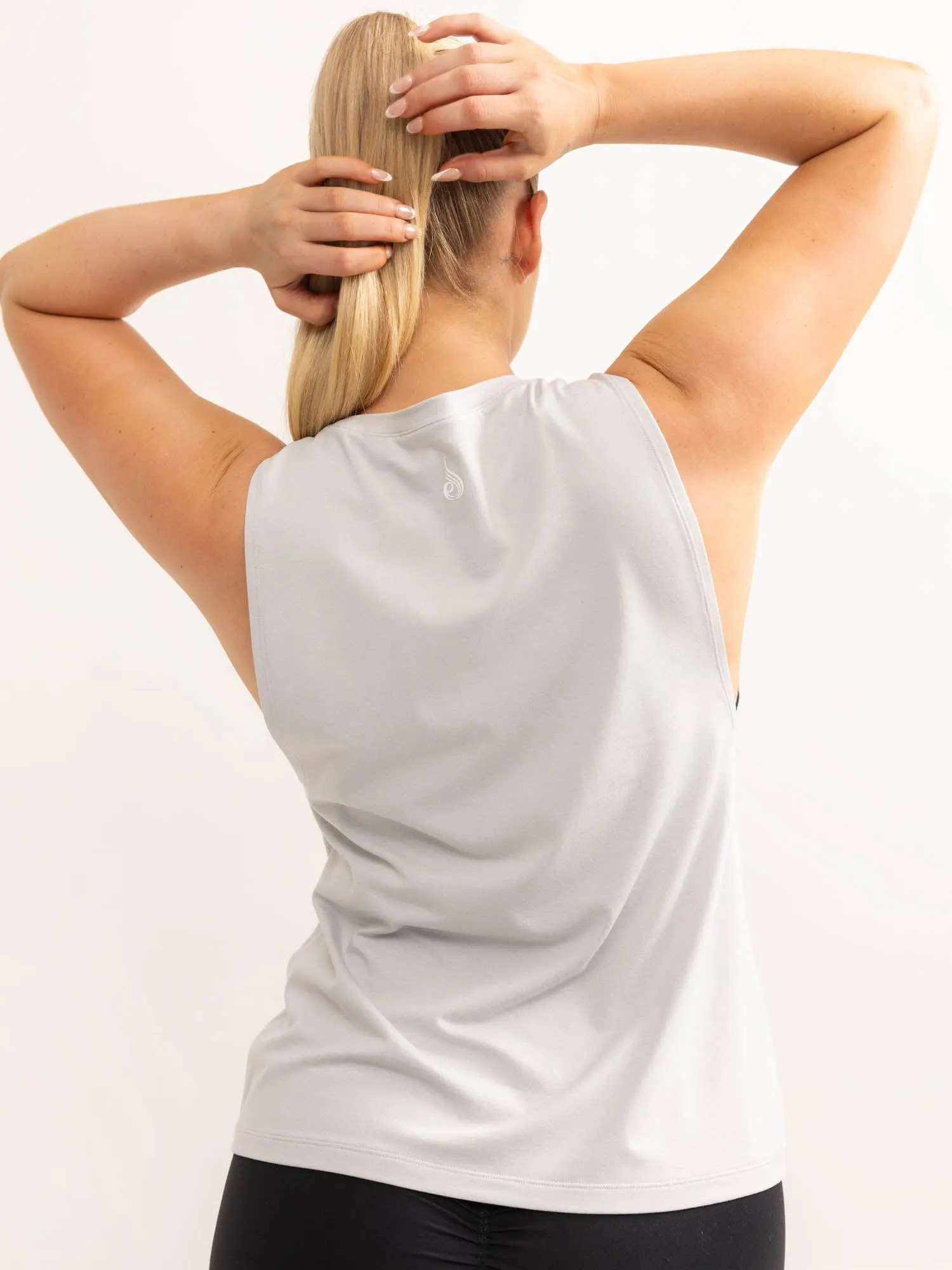 Durable Stitch Pattern Soft Tech Loose Fit Tank - Grey Marl