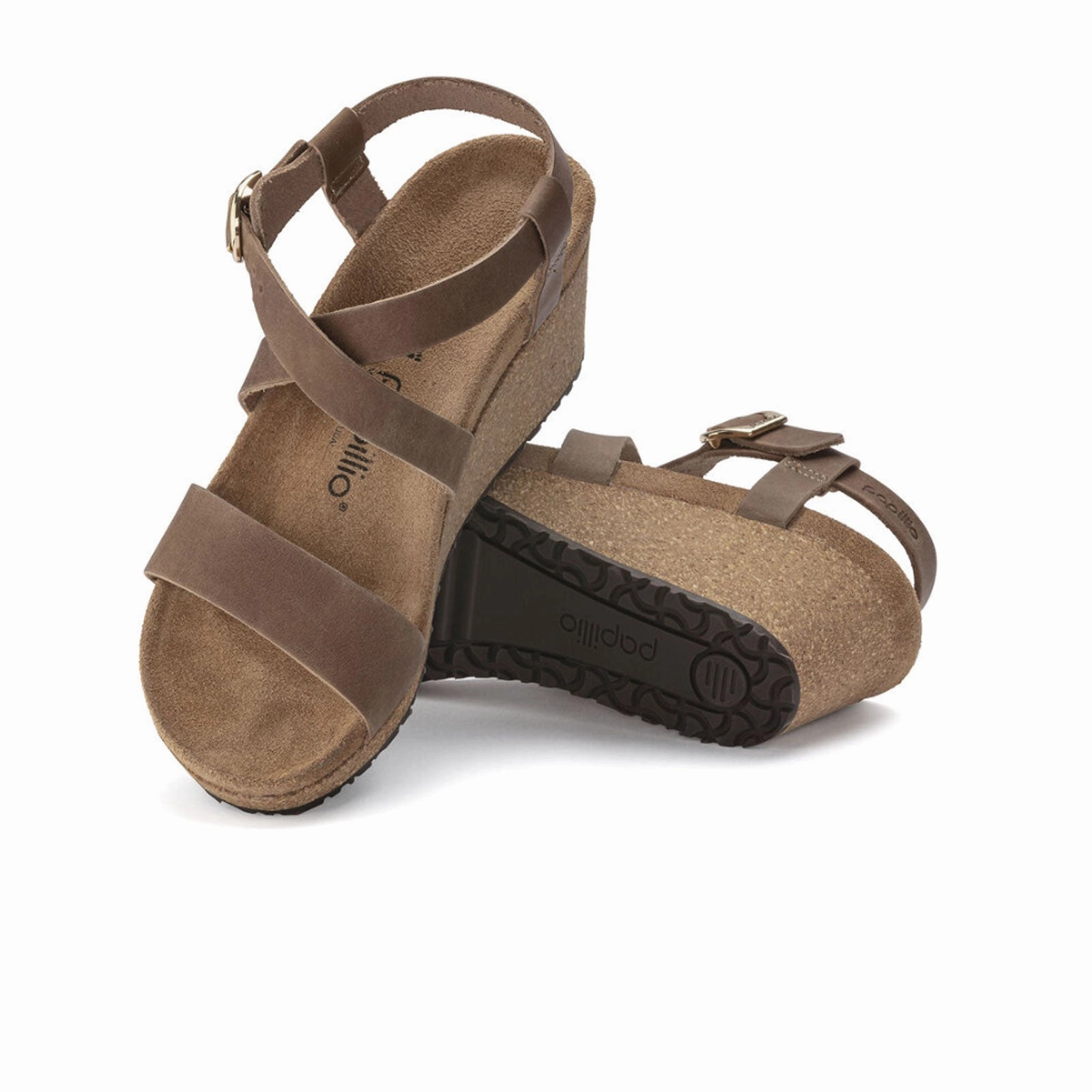 Birkenstock Sibyl Ring-Buckle Narrow Wedge Sandal (Women) - Cognac Oiled Leather Heel Cushioning