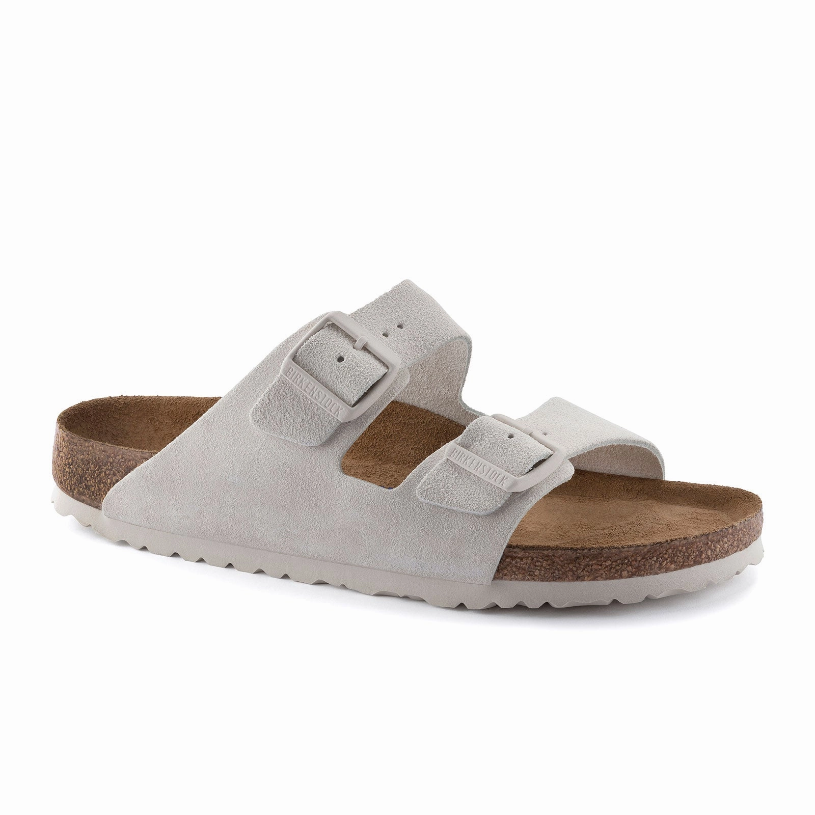 Birkenstock Arizona Soft Footbed Slide Sandal (Unisex) - Antique White Suede Instant Slip On Comfort Sandal