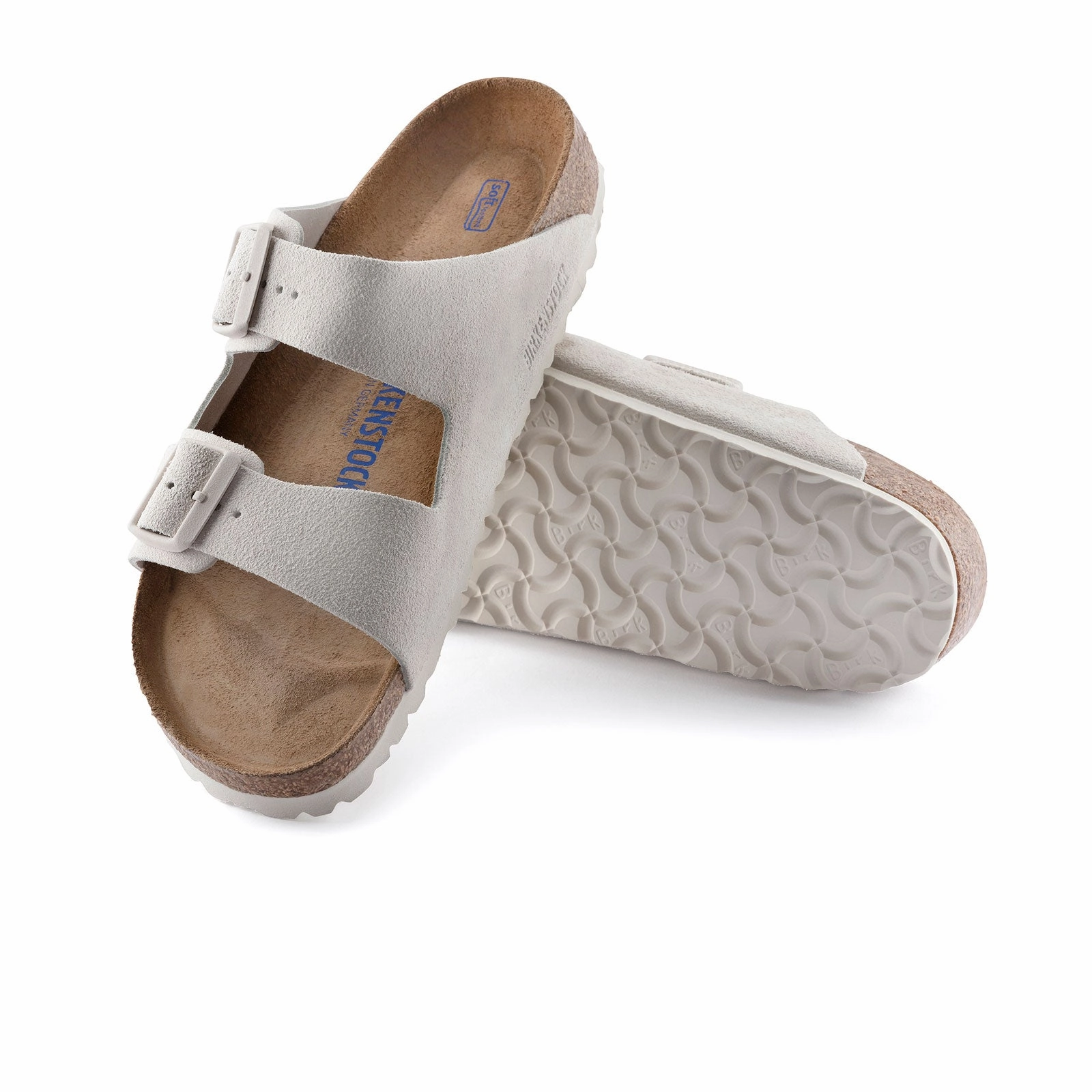 HighTop Birkenstock Arizona Soft Footbed Slide Sandal (Unisex) - Antique White Suede