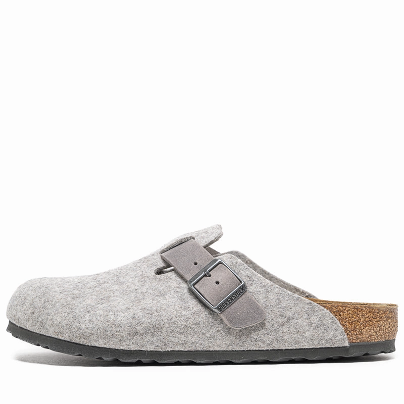 Birkenstock Boston Wool Oiled Leather - Light Gray City Dawn