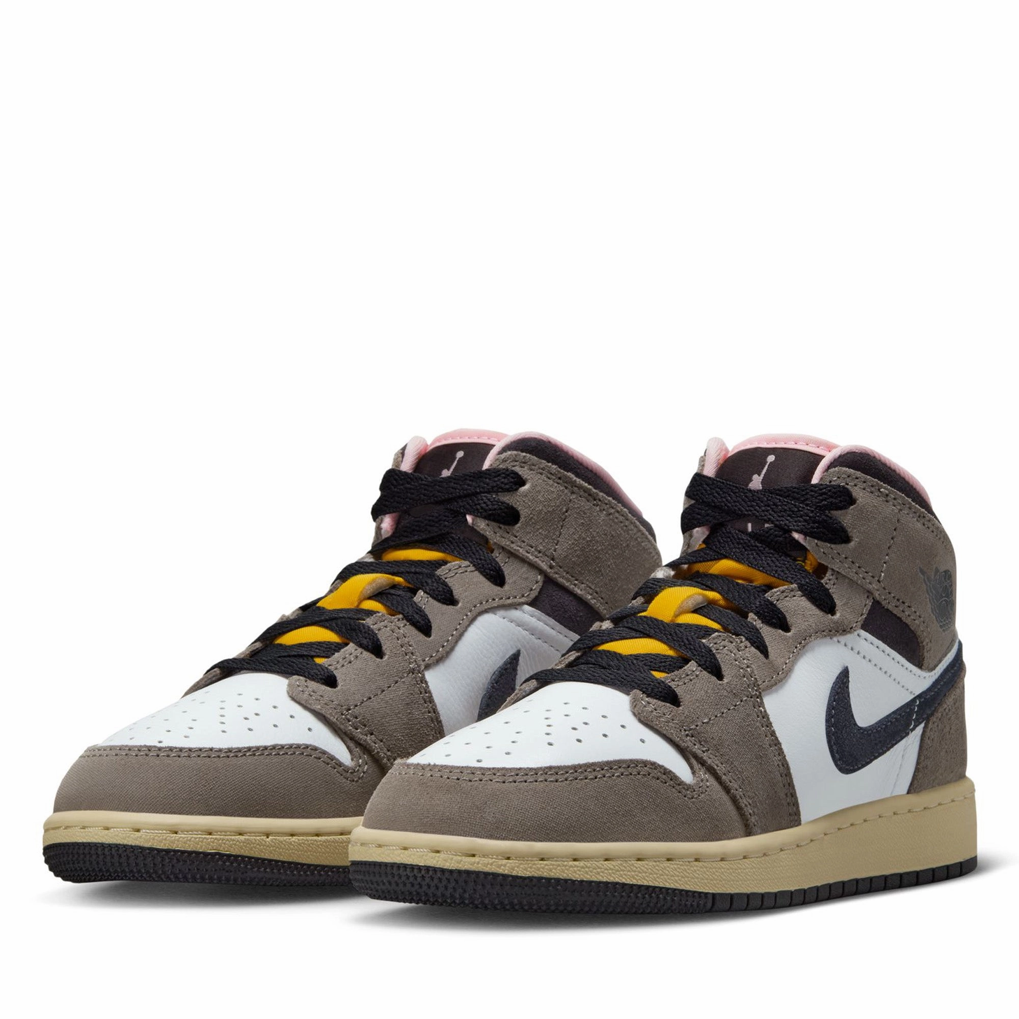 Bold colors Air Jordan 1 Mid SE (GS) - White/Oil Grey