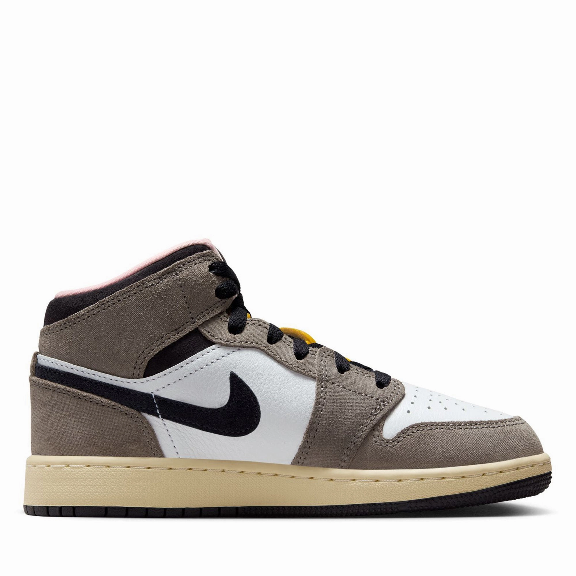 Smart Design Air Jordan 1 Mid SE (GS) - White/Oil Grey