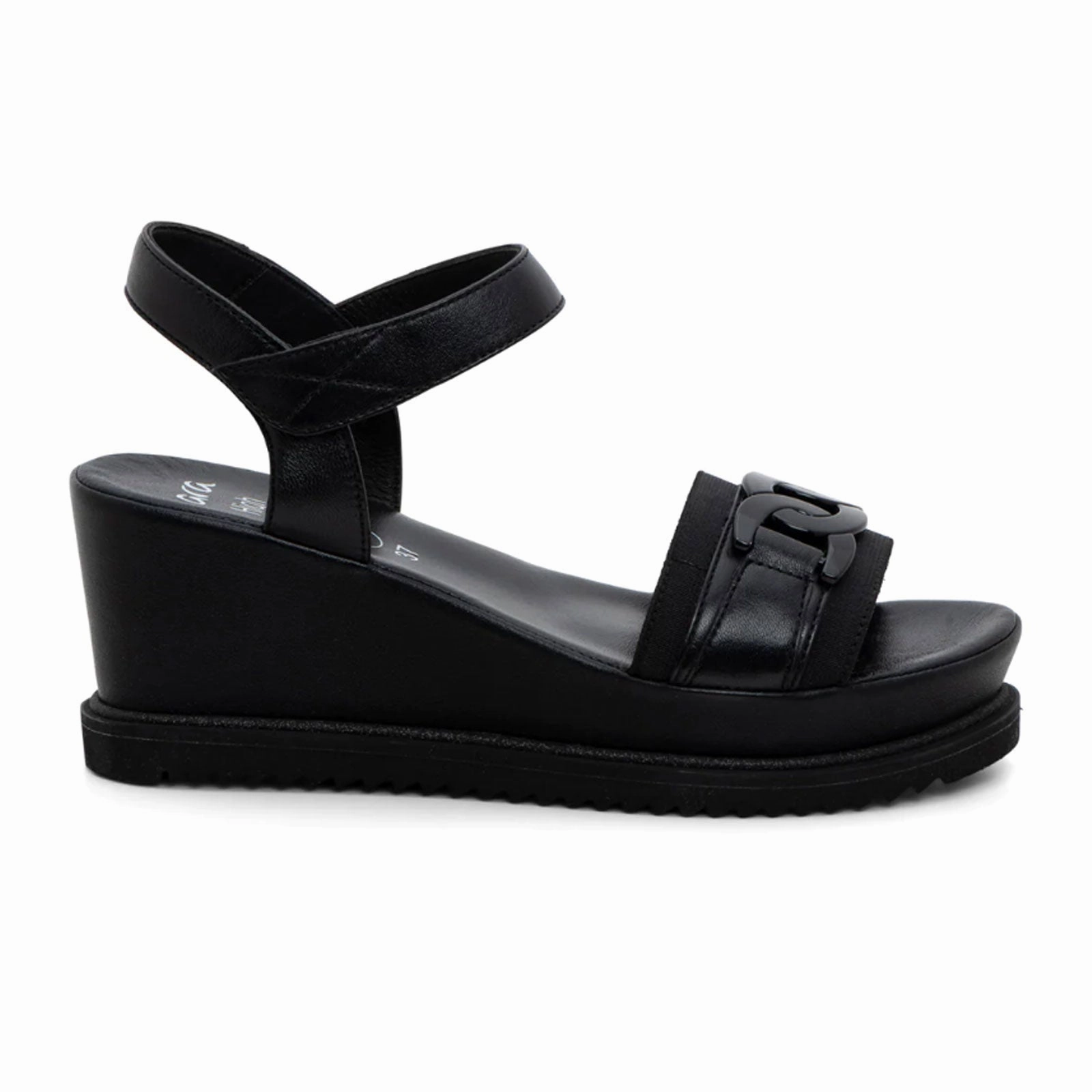 Ara Palmdale Wedge Sandal (Women) - Black Nappa Leather Comfortable Performance GelCushion