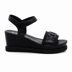 Ara Palmdale Wedge Sandal (Women) - Black Nappa Leather Comfortable Performance GelCushion