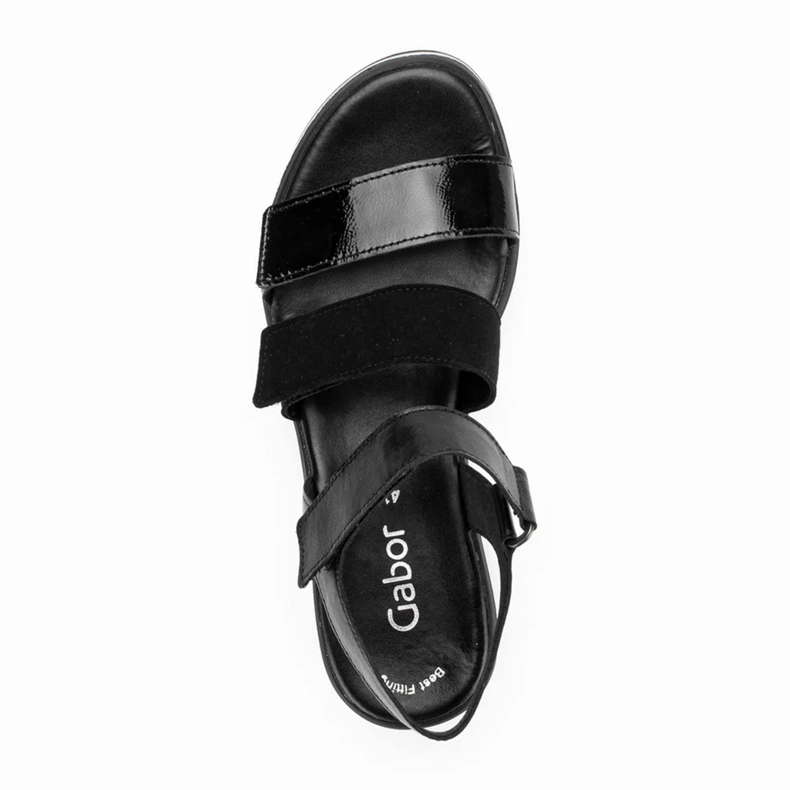High Comfort Gabor 620 Platform Wedge Sandal (Women) - Schwarz Lack/Samtchevreau