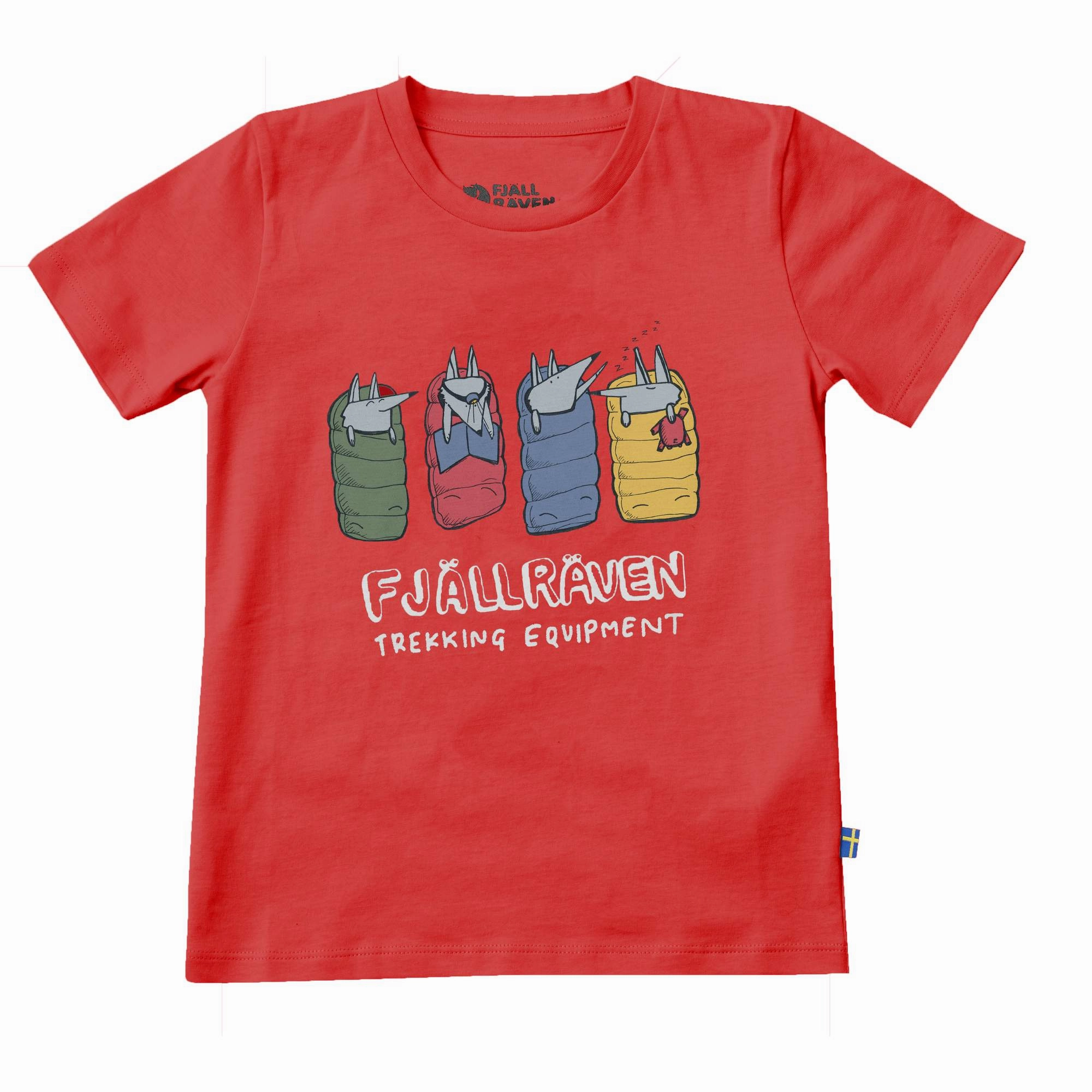 Fjallraven Kids Sleeping Foxes T-Shirt in Red playground