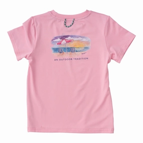 Pro Performance Fishing Tee - Beach Art Pink School uniform items for kids Hand washable kids' wear