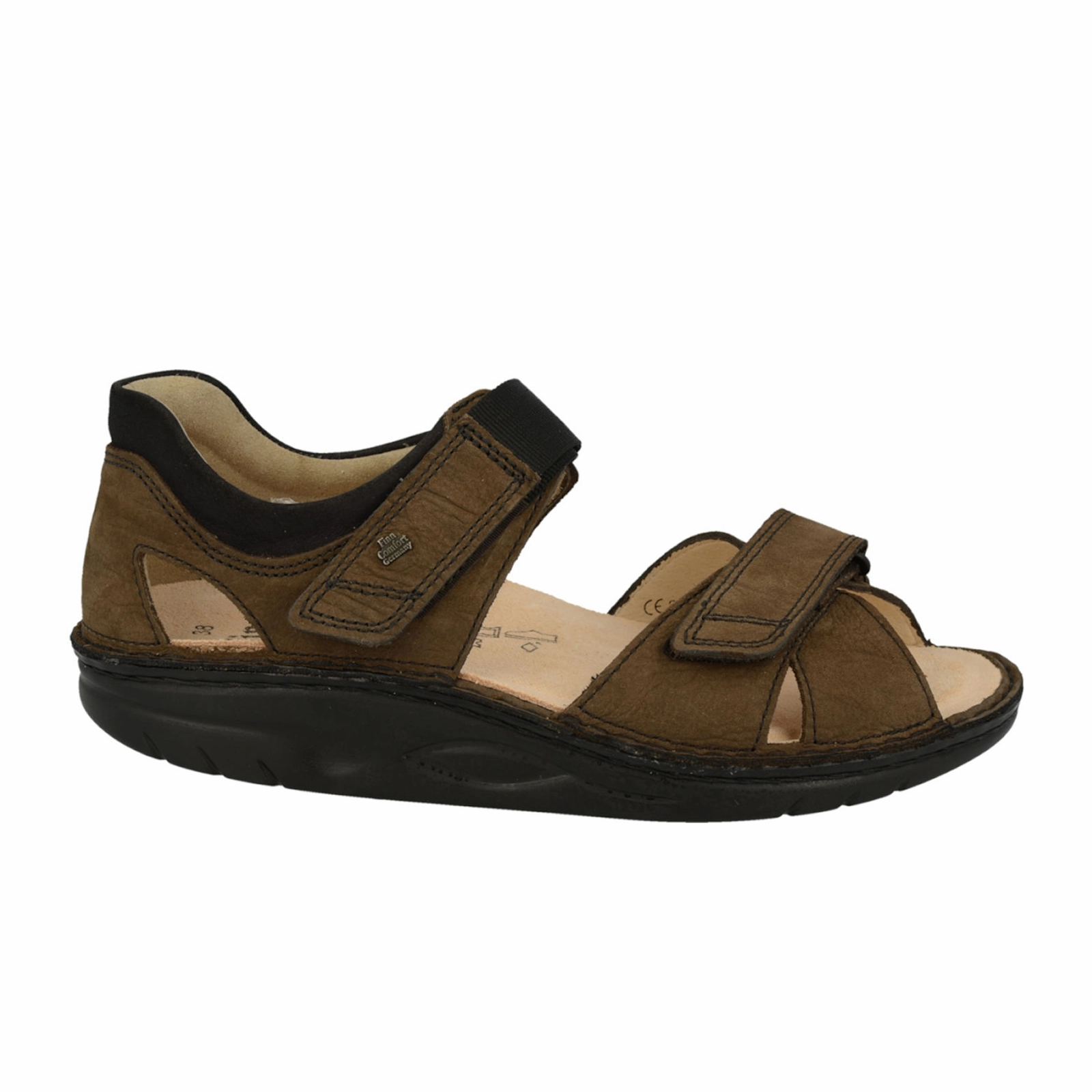 Finn Comfort Samara Backstrap Sandal (Unisex) - Schlamm/Schwarz Soft Upper Straps