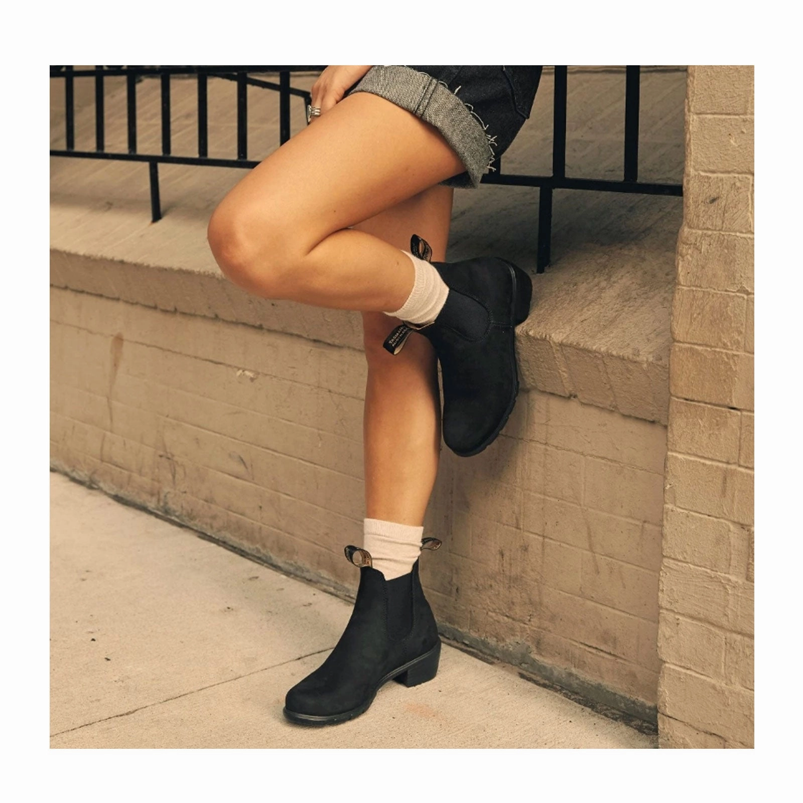 Ultra light Blundstone 1960 Heeled Chelsea Boot (Women) - Black Nubuck