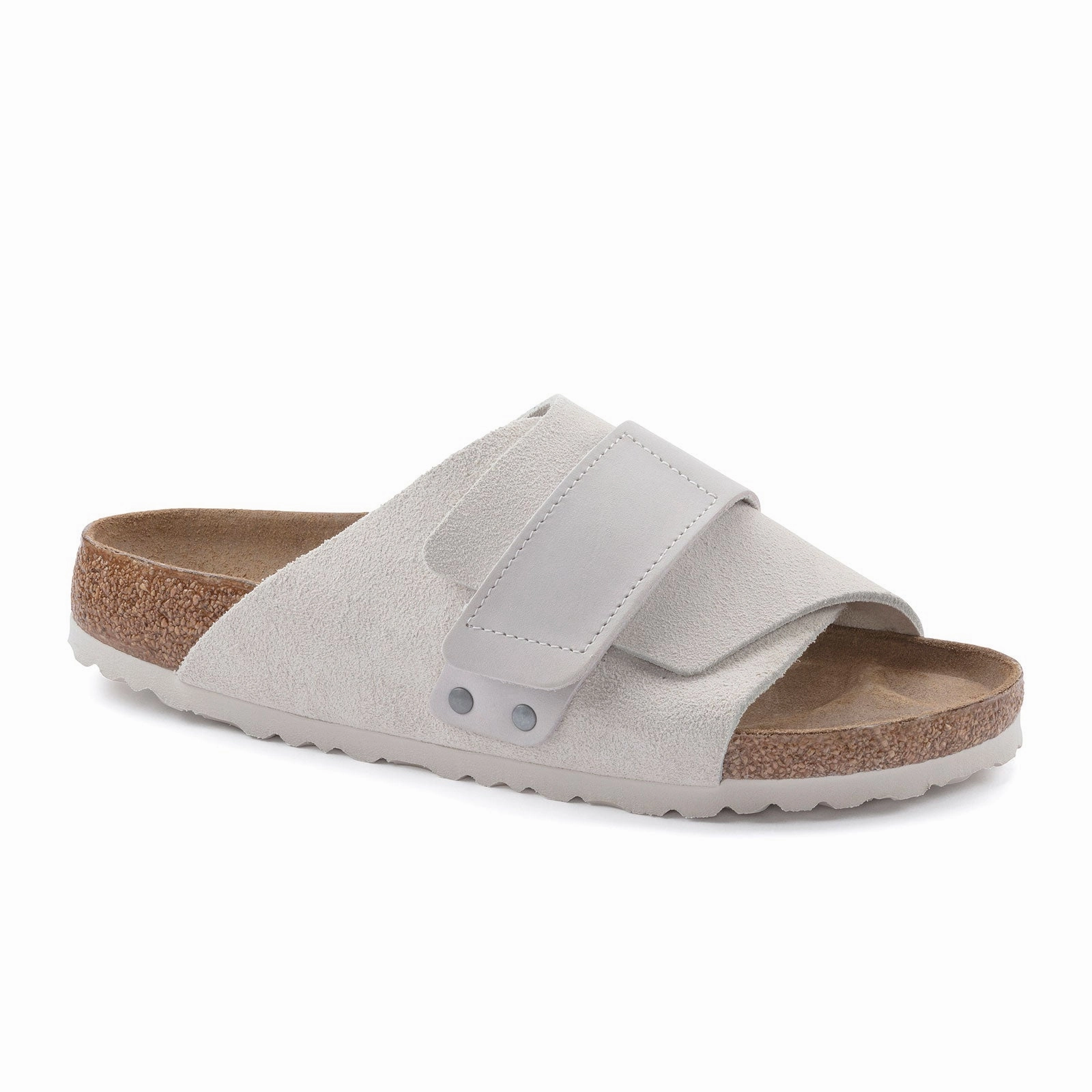 Birkenstock Kyoto Narrow Slide Sandal (Women) - Antique White Suede/Antique White Nubuck Seamless Interior Construction