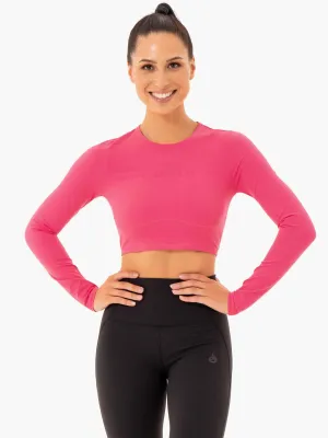 ReinforcedShoulderConstruction Relaxed Top Sola Long Sleeve Top - Pink