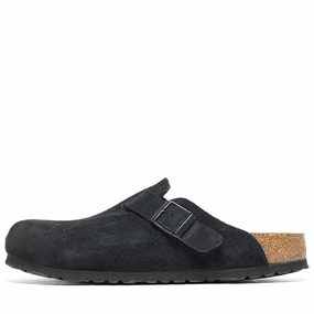 Birkenstock Boston Soft Footbed Suede - Black Foot Free