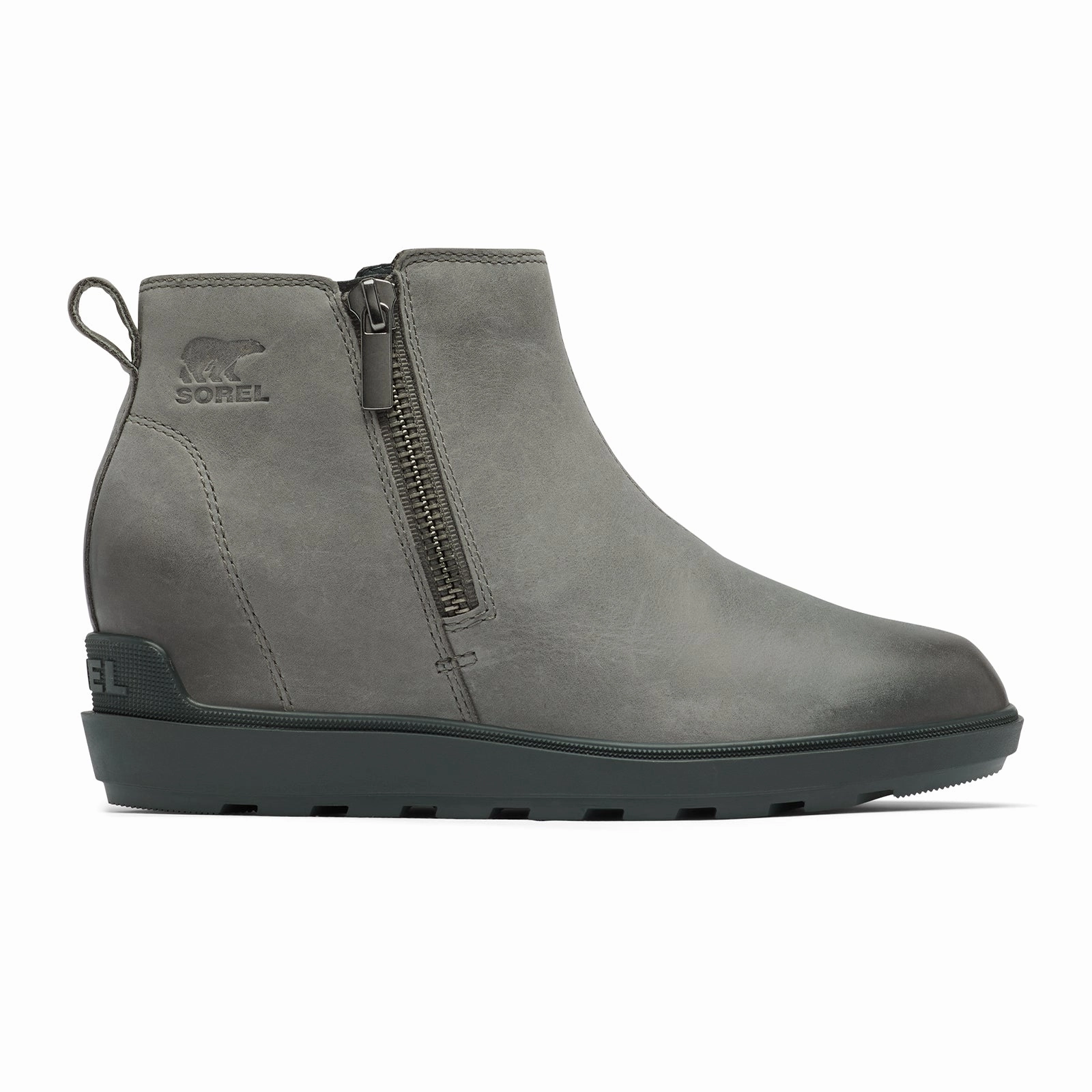 Sorel Evie II Zip Wedge Ankle Boot (Women) - Quarry/Grill city lights True Walk