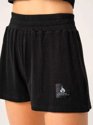 fitness enthusiasts Women's Waffle Lounge Shorts - Black