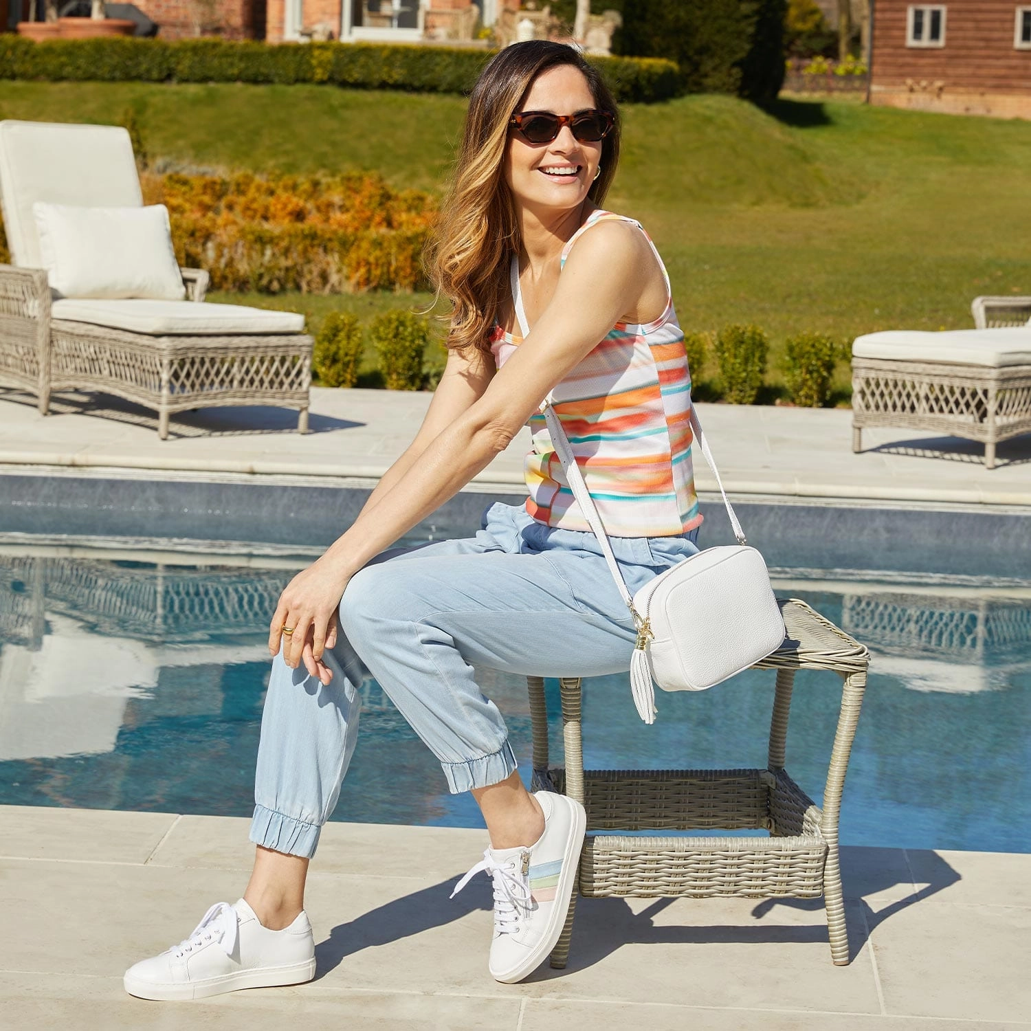 Eco Friendly Sprint: White Leather & Multi Pastel