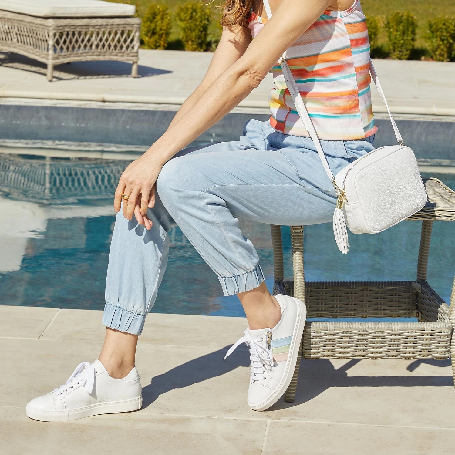 Fast Outing Sprint: White Leather & Multi Pastel