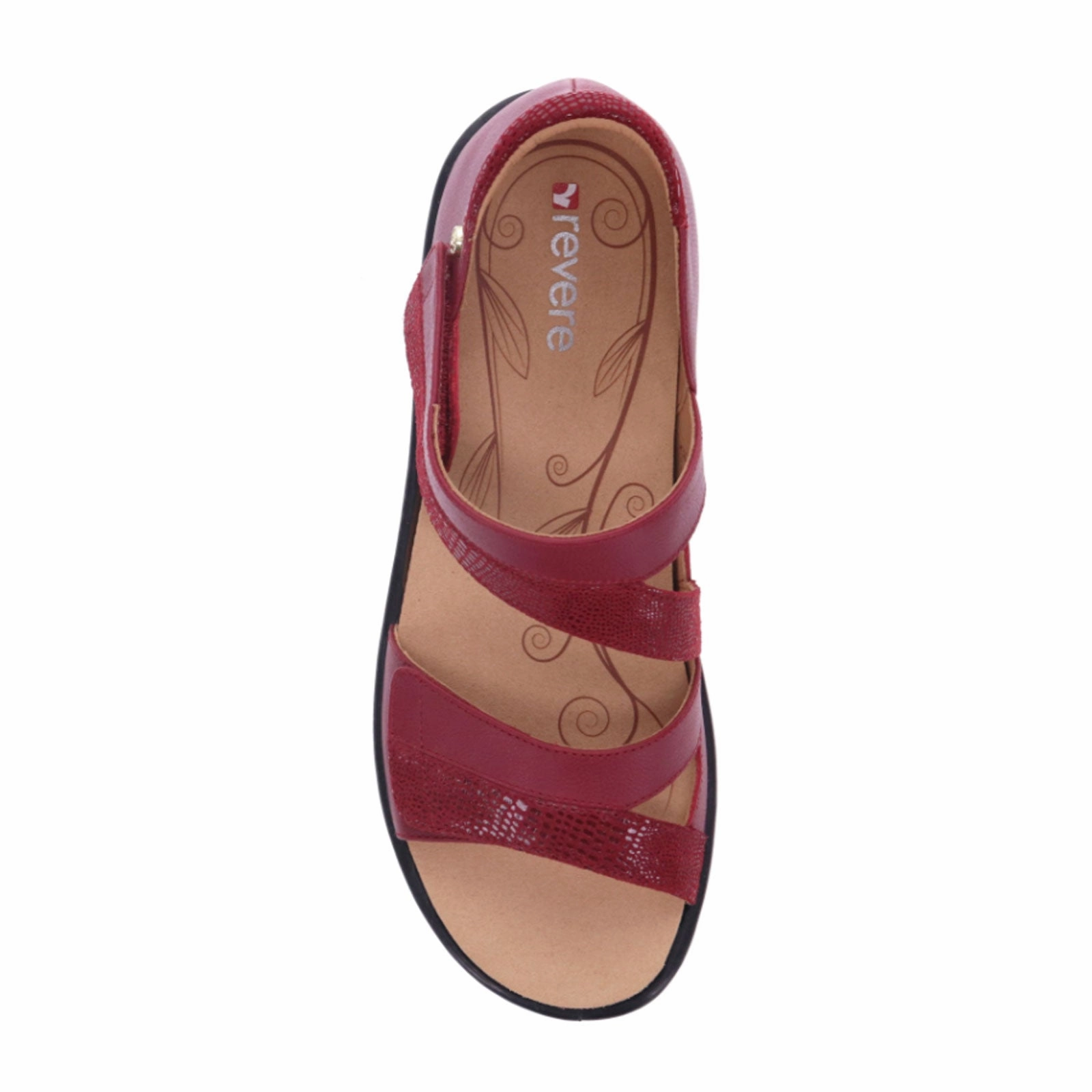 Revere Mauritius Backstrap Sandal (Women) - Cherry Lizard All Day Fit Good Grip