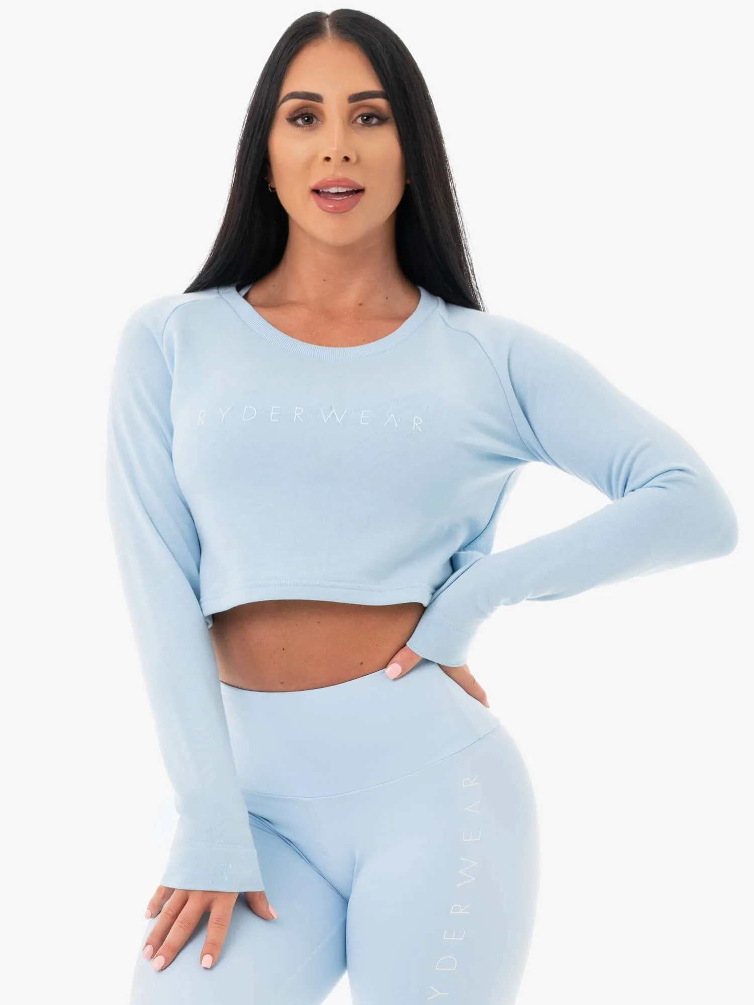 Staples Cropped Sweater - Sky Blue Quiet Color Packable Layer