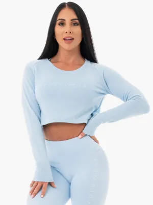 Staples Cropped Sweater - Sky Blue Quiet Color Packable Layer