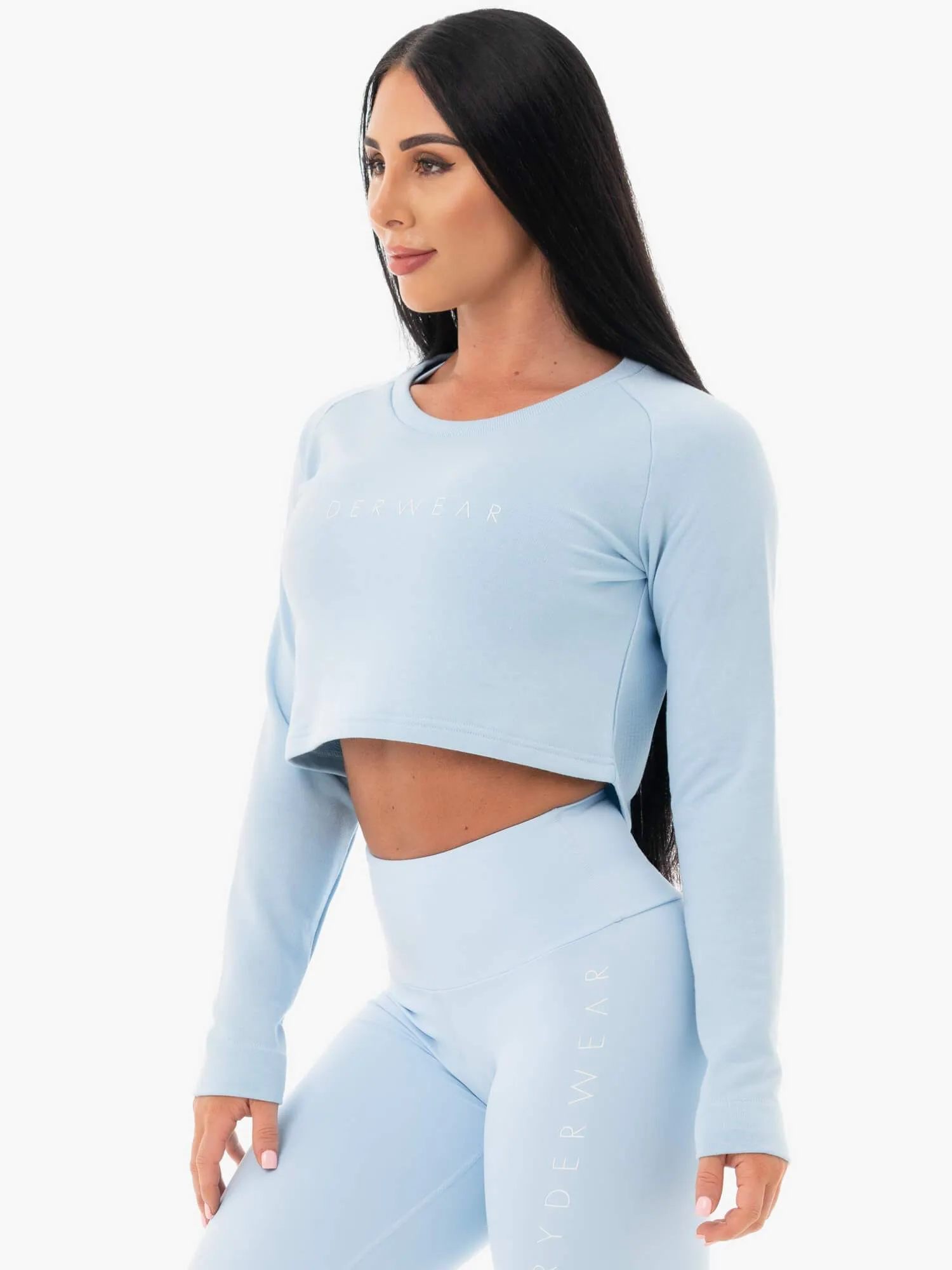 Planner Eco Friendly Insulation Staples Cropped Sweater - Sky Blue