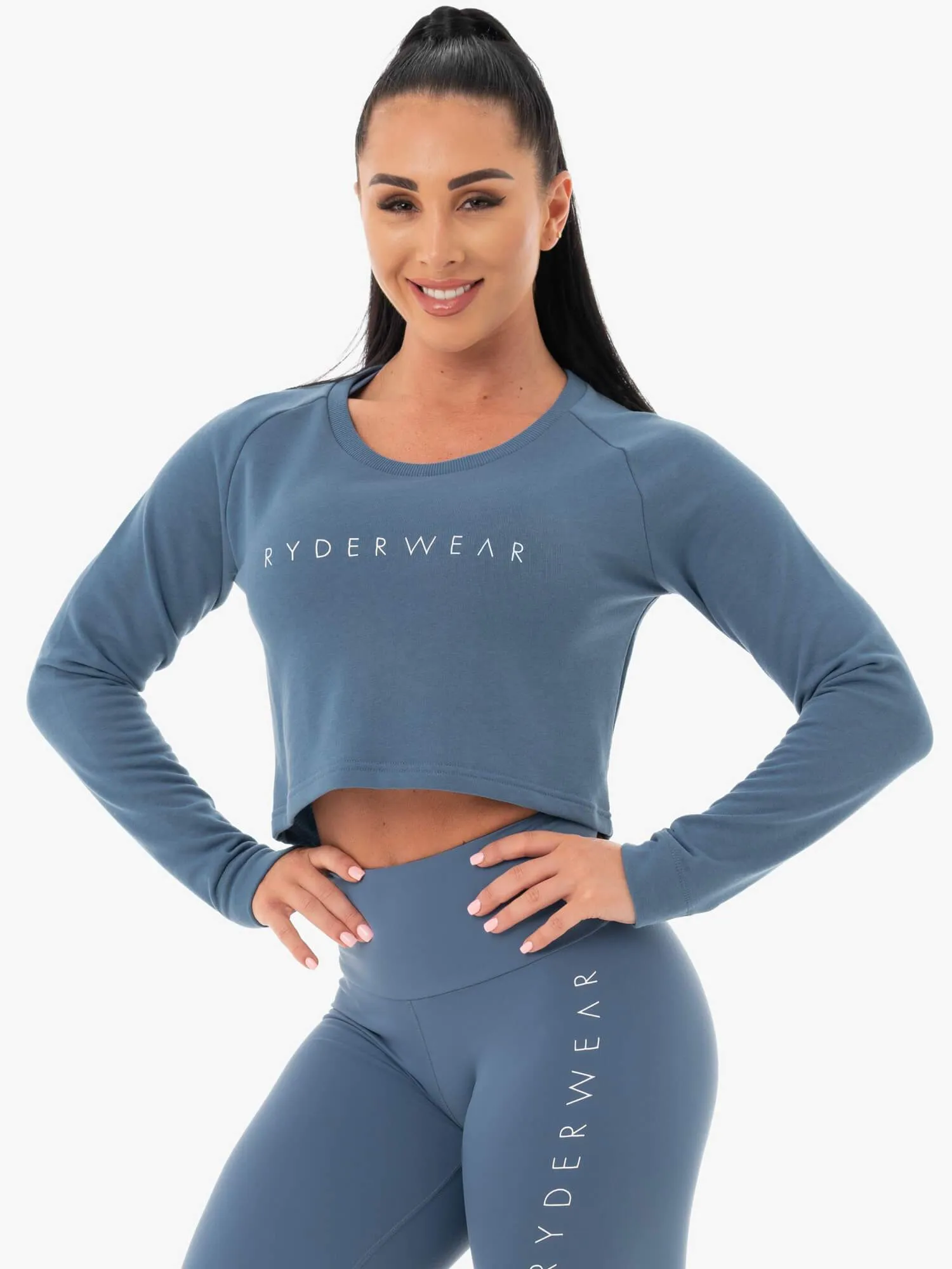 Compression Friendly Fit online purchase Staples Cropped Sweater - Steel Blue