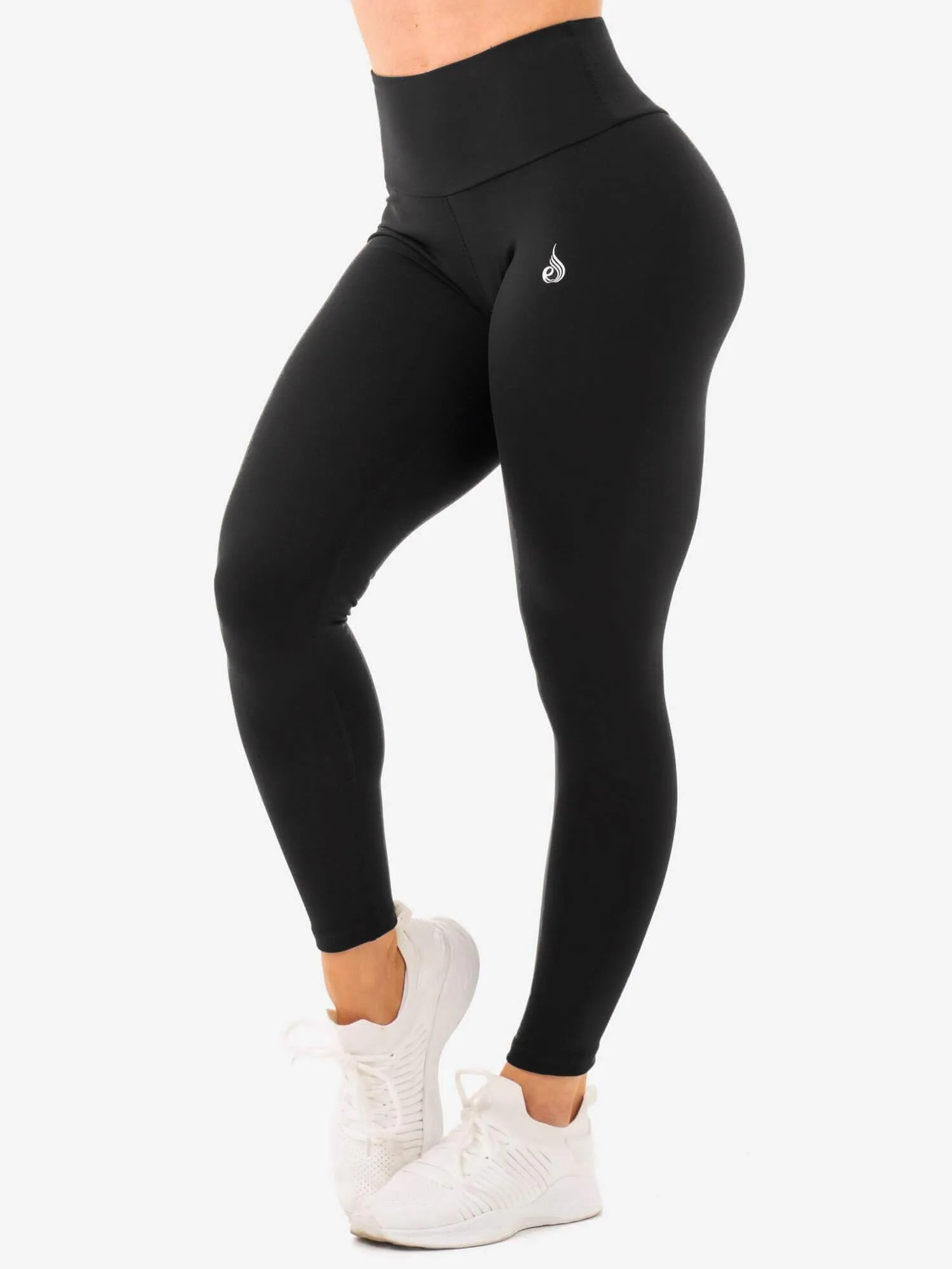 Multi Panel Construction Staples High Waisted Leggings - Black