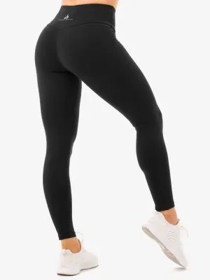 Staples High Waisted Leggings - Black Sleek and Stretchy Morning Stretch Wrinkle Resistant