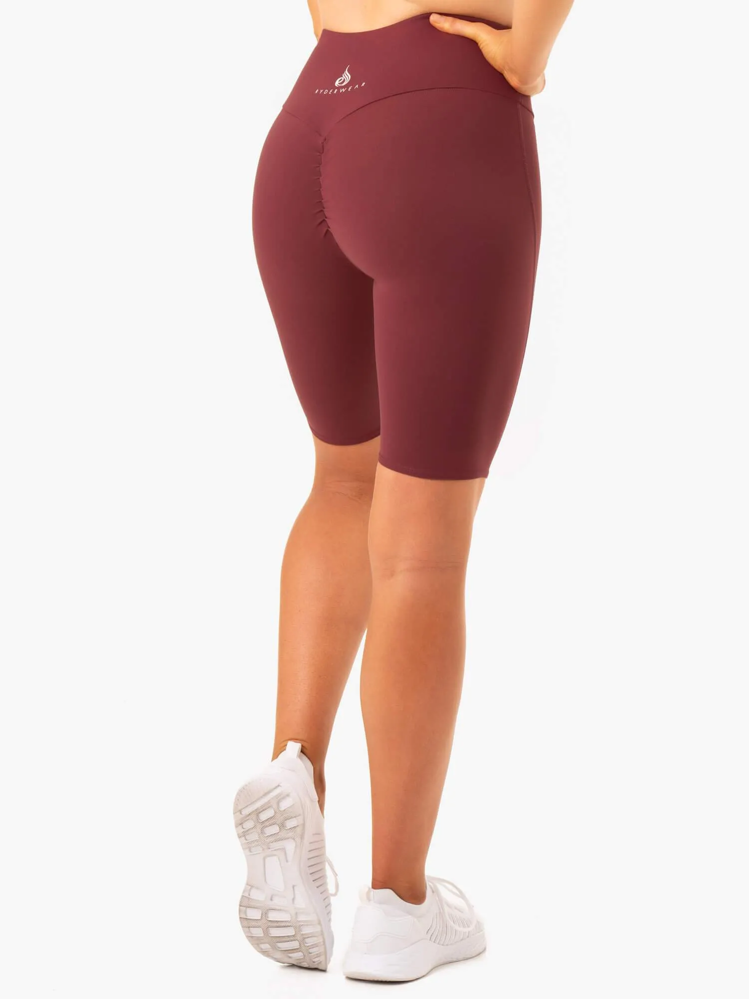 Staples Scrunch Bum Bike Shorts - Burgundy sustainable product Hot Day