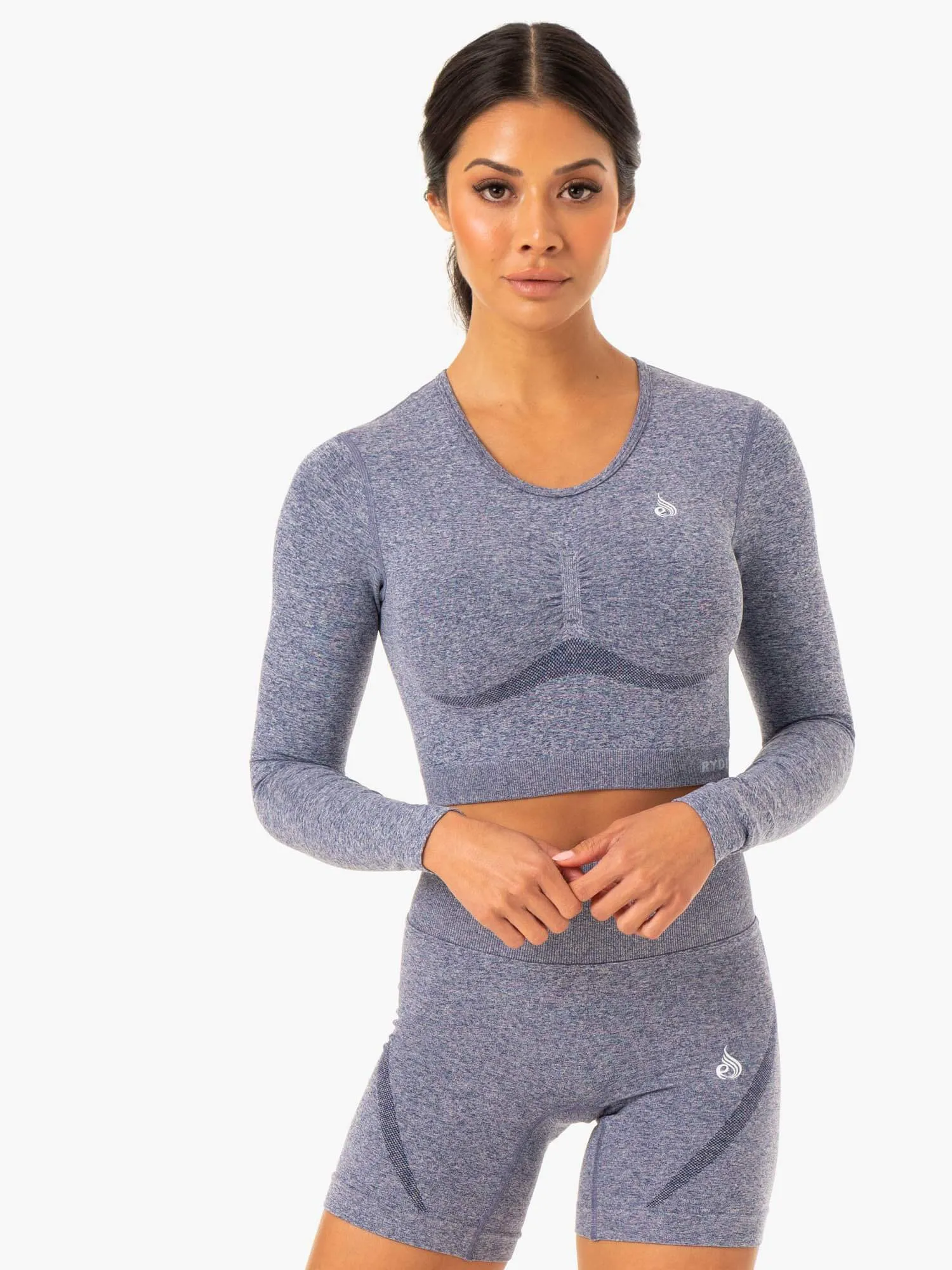Staples Seamless Long Sleeve Top - Navy Marl Cozy Wear