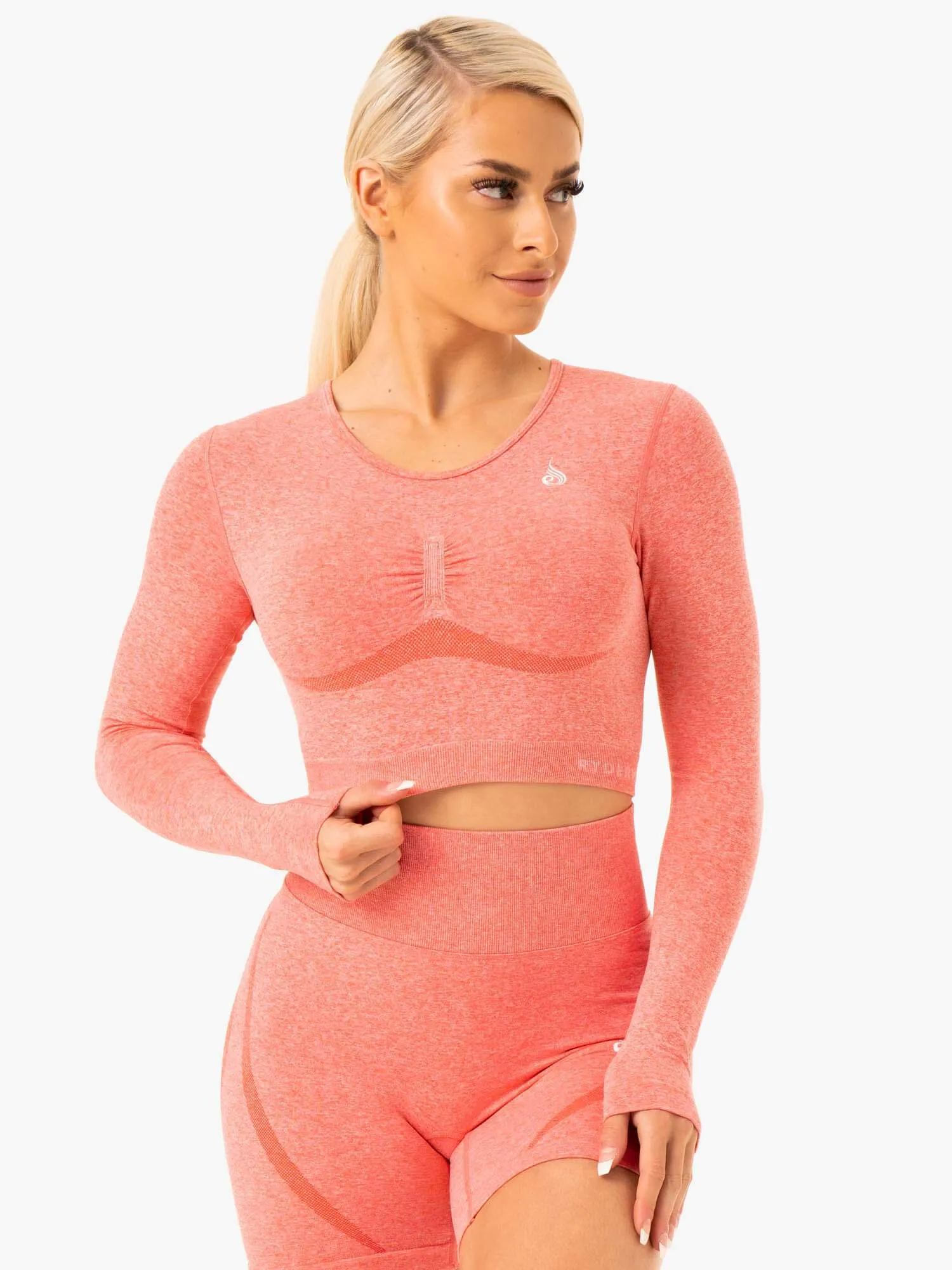EcoDyeProcess Staples Seamless Long Sleeve Top - Peach Marl