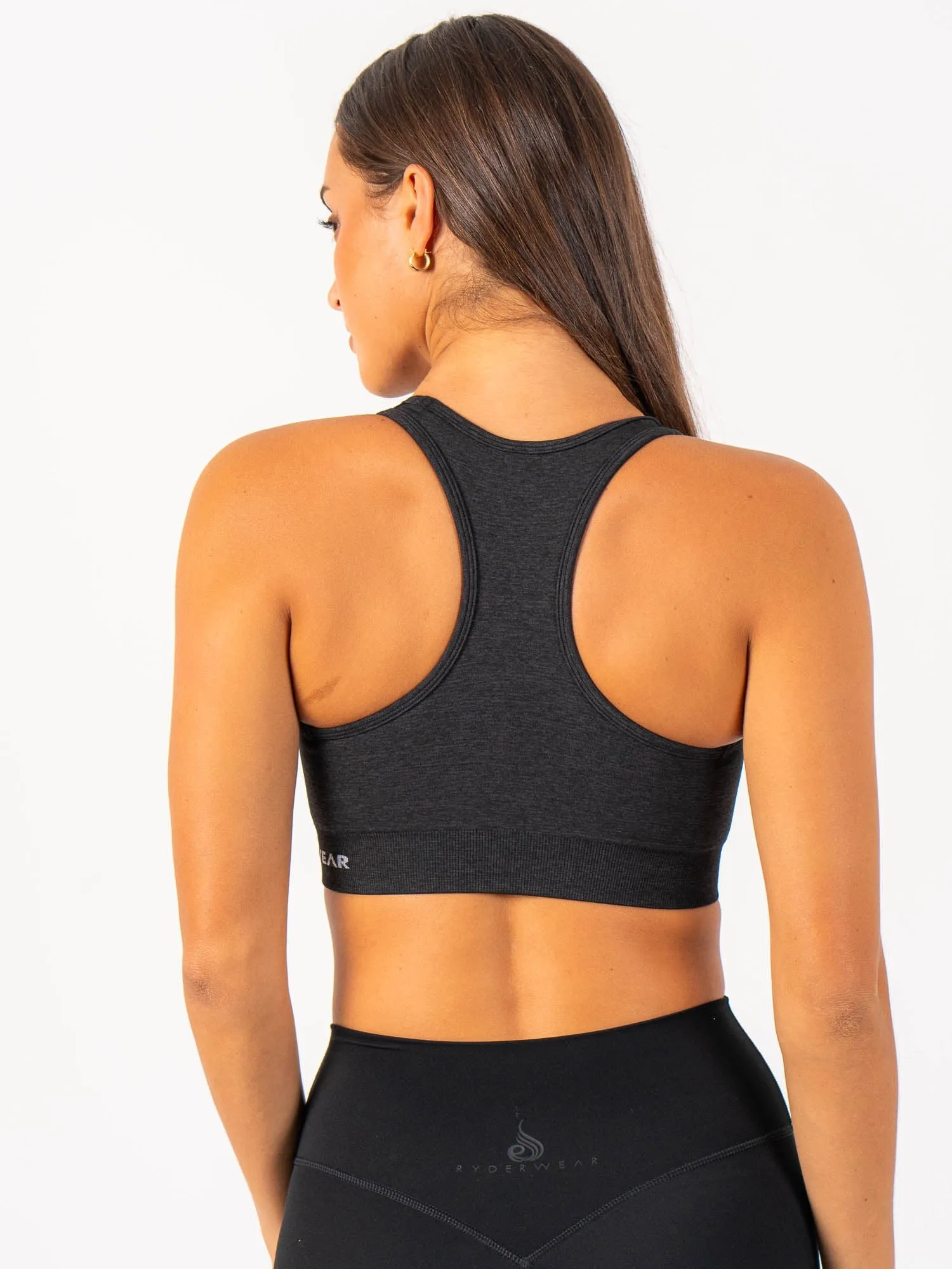 Staples Seamless Racer Back Sports Bra - Black Marl Seamless Material Hidden stitching seams