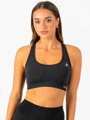 Oversized fit seams Staples Seamless Racer Back Sports Bra - Black Marl