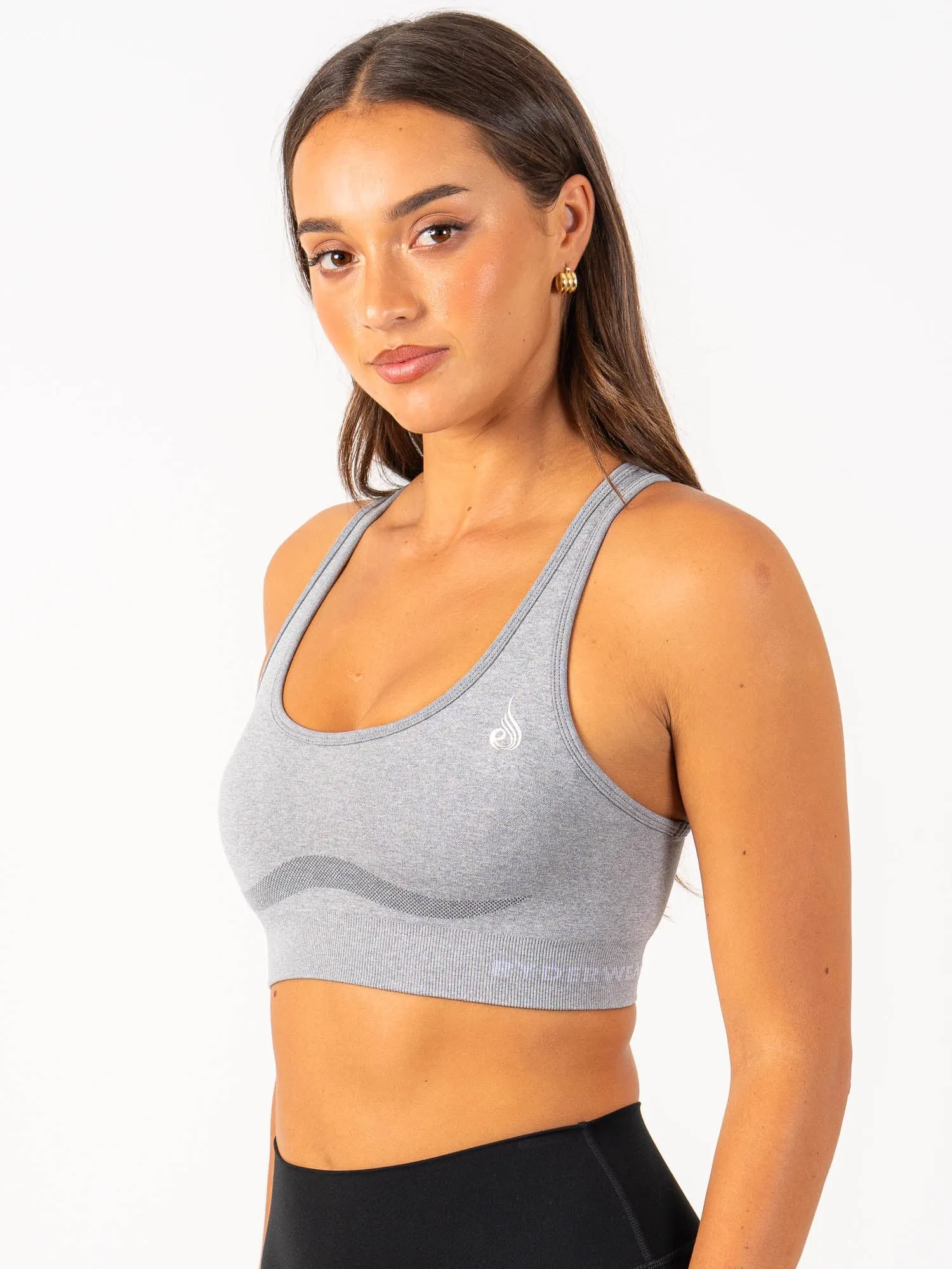 Anti-pilling seams Staples Seamless Racer Back Sports Bra - Grey Marl
