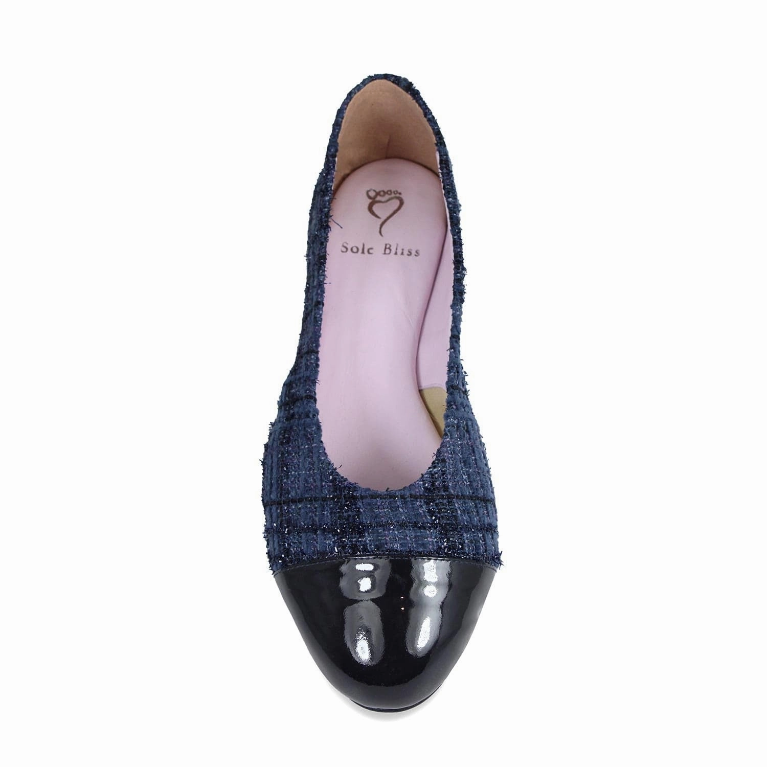 Mid Top Luna: Navy Tweed & Patent